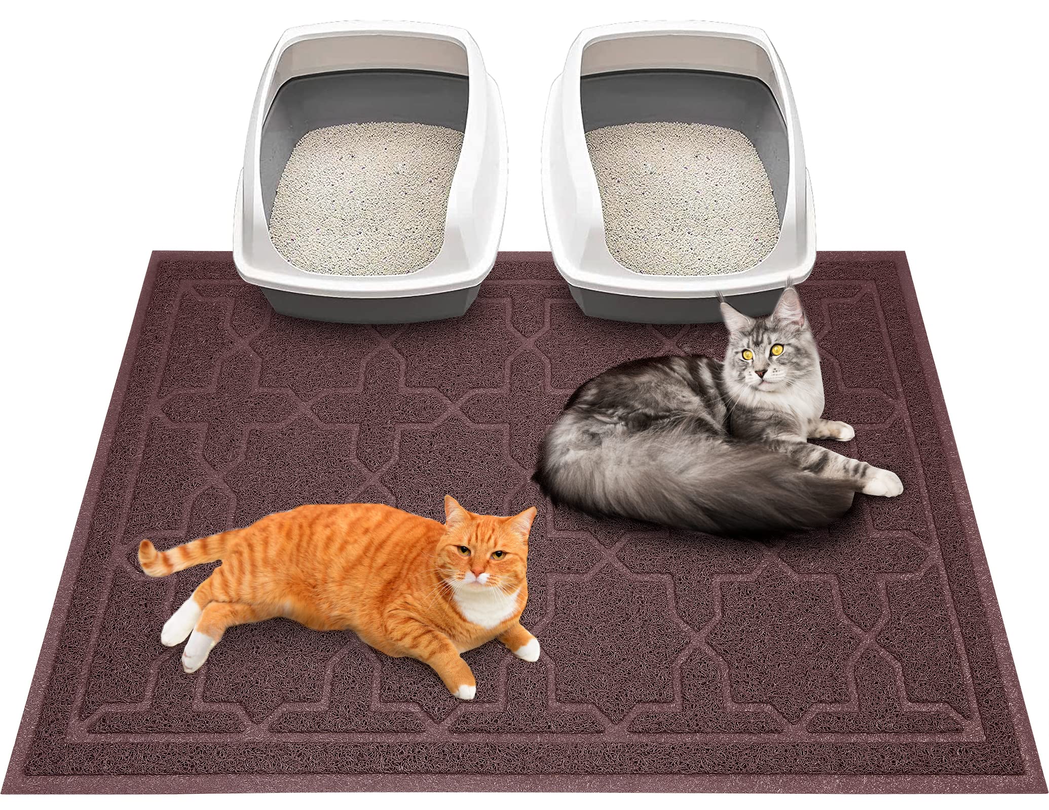 Yimobra Cat Litter Mat, 47.2'X35.4' Litter Box Mat With Litter Lock Mesh, Soft Durable Cat Litter Mat Litter Trapping Mat, Easy To Clean, Non-Slip, Water Resistant, Litter Free Floors, Dark Coffe