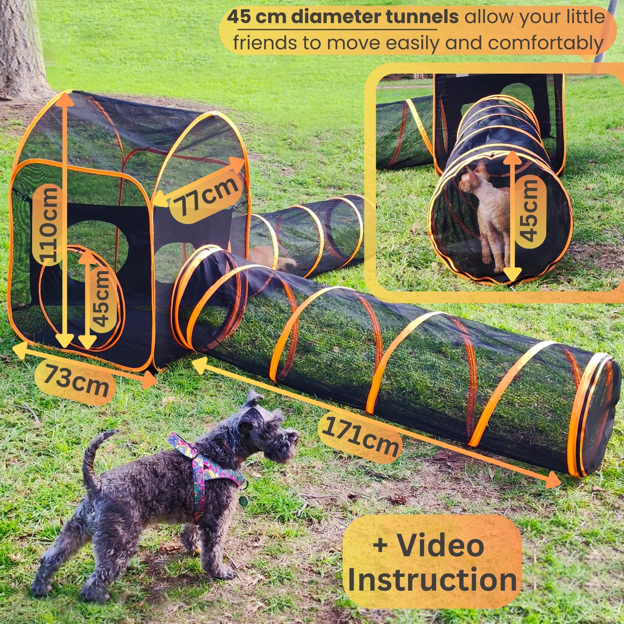 Portable Outdoor Cat Enclosure - Cube Play Run Outside Catio Tent With Tunnel Playpen - Mesh Playhouse For Indoor Cats - Cage-Fr