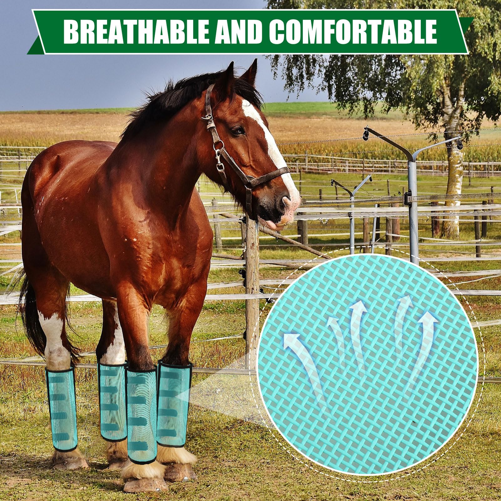 Paterr 20 Pcs Mesh Fly Boots For Horse Breathable Horse Leggings Mesh Horse Boots Protective Horse Leg Horse Fly Leggings Horse