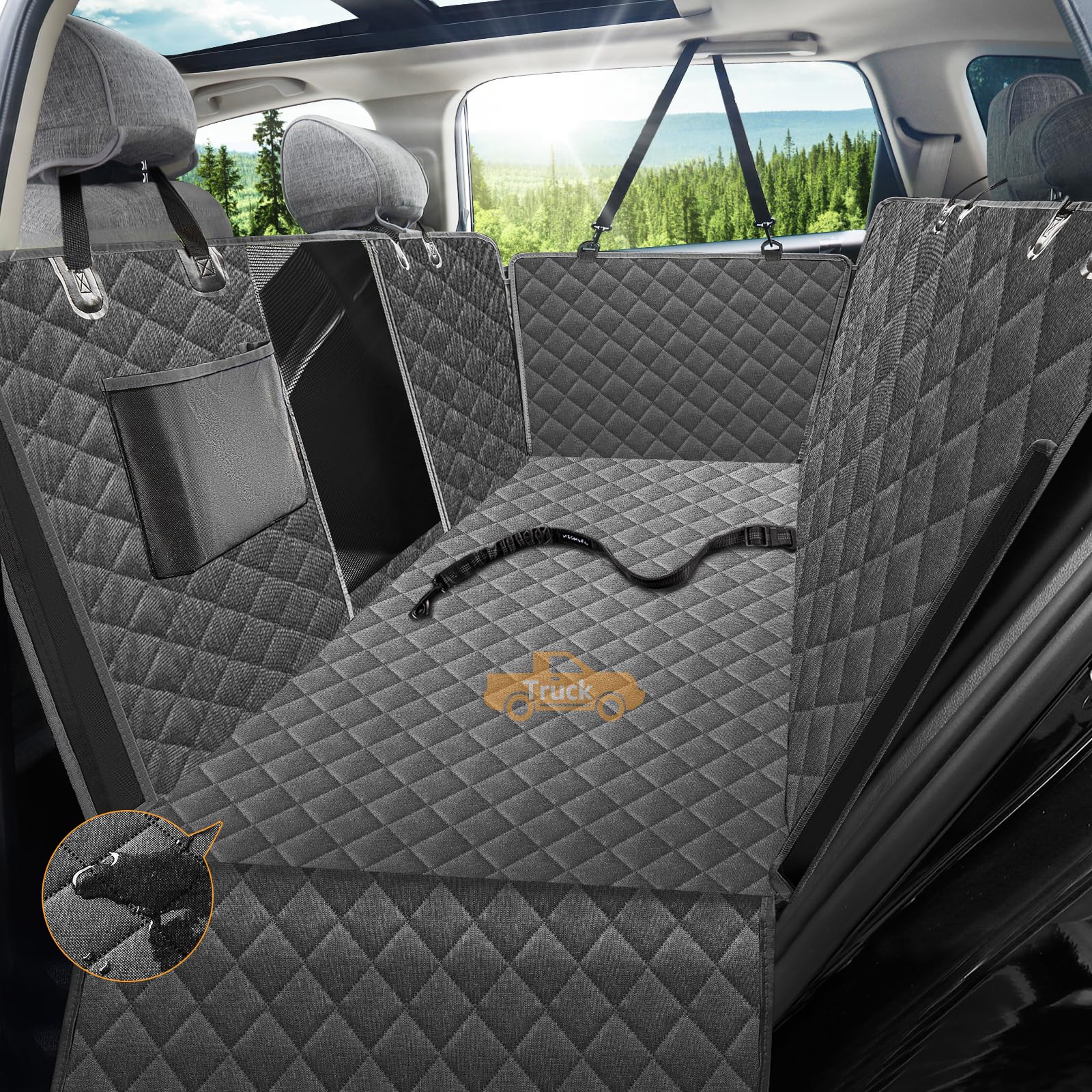 Nzonpet Dog Back Seat Covers For Trucks, 100% Waterproof With Big Mesh Window, Xl Nonslip Scratchproof Dog Truck Hammock, Heavy 