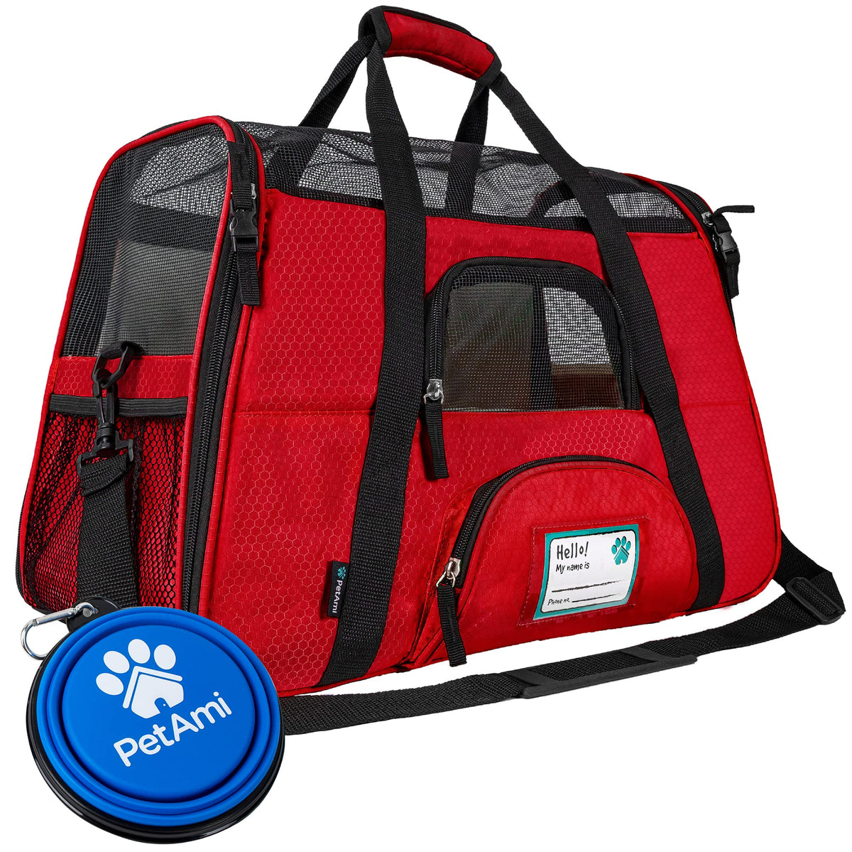 Petami Airline Approved Pet Carrier For Cat, Soft Sided Dog Carrier For Small Dogs, Cat Travel Supplies Accessories For Indoor Cats, Ventilated Pet Carrying Bag Medium Large Kitten Puppy, Large Red