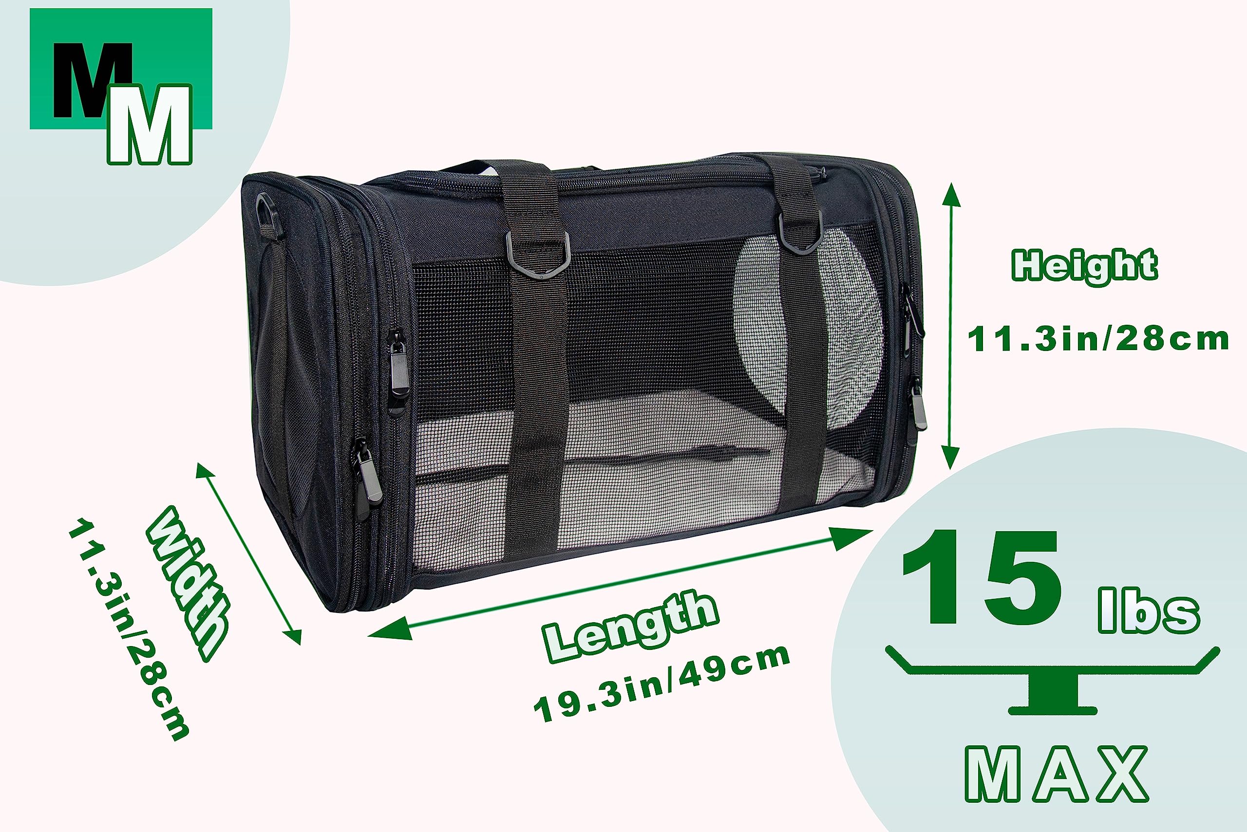 Nextfri Soft-Sided Pet Carrier For Cats Small Dogs Of 15 Lbs Medium Black