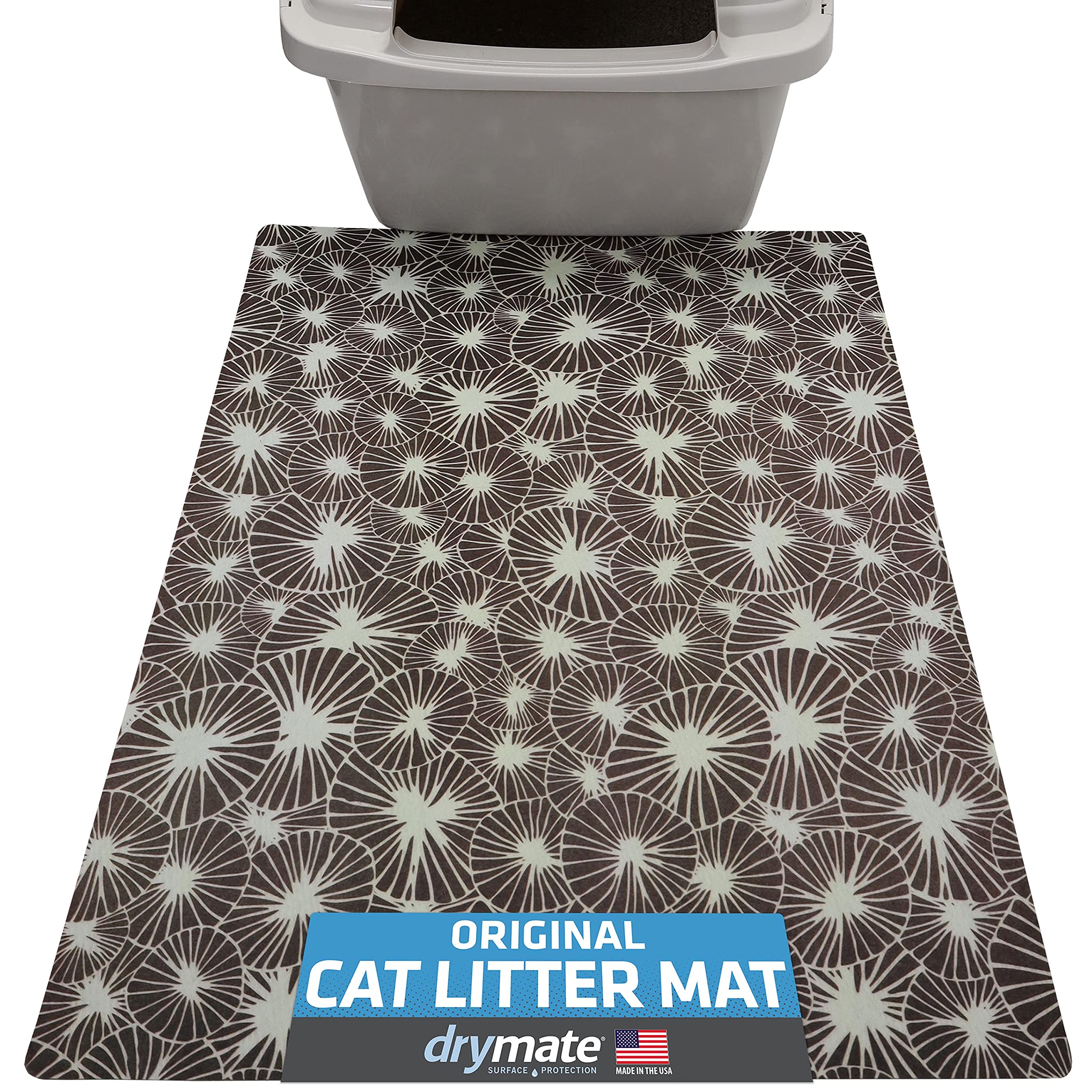 Drymate Original Cat Litter Mat, Contains Mess From Box For Cleaner Floors, Urine-Proof, Soft On Kitty Paws -Absorbent/Waterproof- Machine Washable, Durable (Usa Made) (20”X28”)(Kahopo Grey)