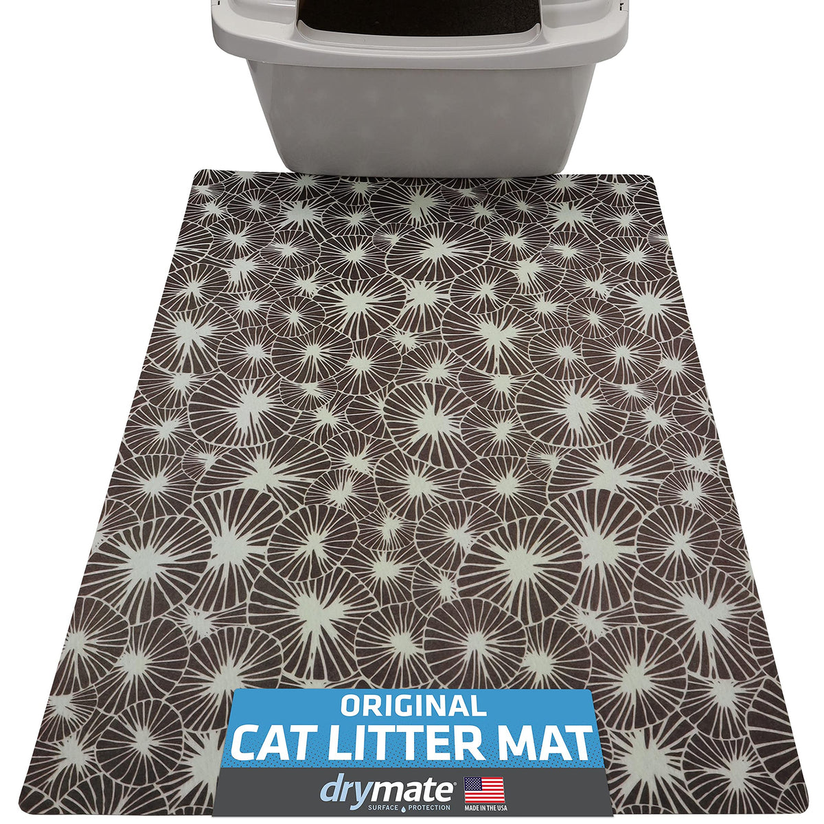 Drymate Original Cat Litter Mat, Contains Mess From Box For Cleaner Floors, Urine-Proof, Soft On Kitty Paws -Absorbent/Waterproof- Machine Washable, Durable (Usa Made) (20”X28”)(Kahopo Grey)