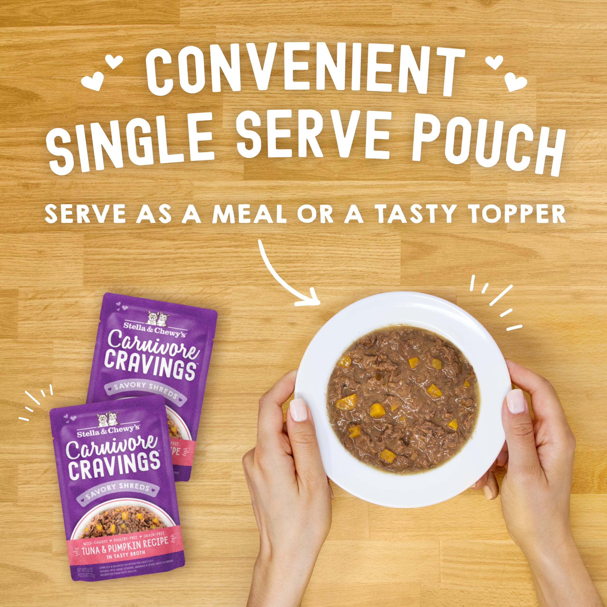Stella & Chewys Carnivore Cravings Wet Cat Food - Premium Pouches - Grain Free, High Protein Tuna & Pumpkin - Perfect For Picky