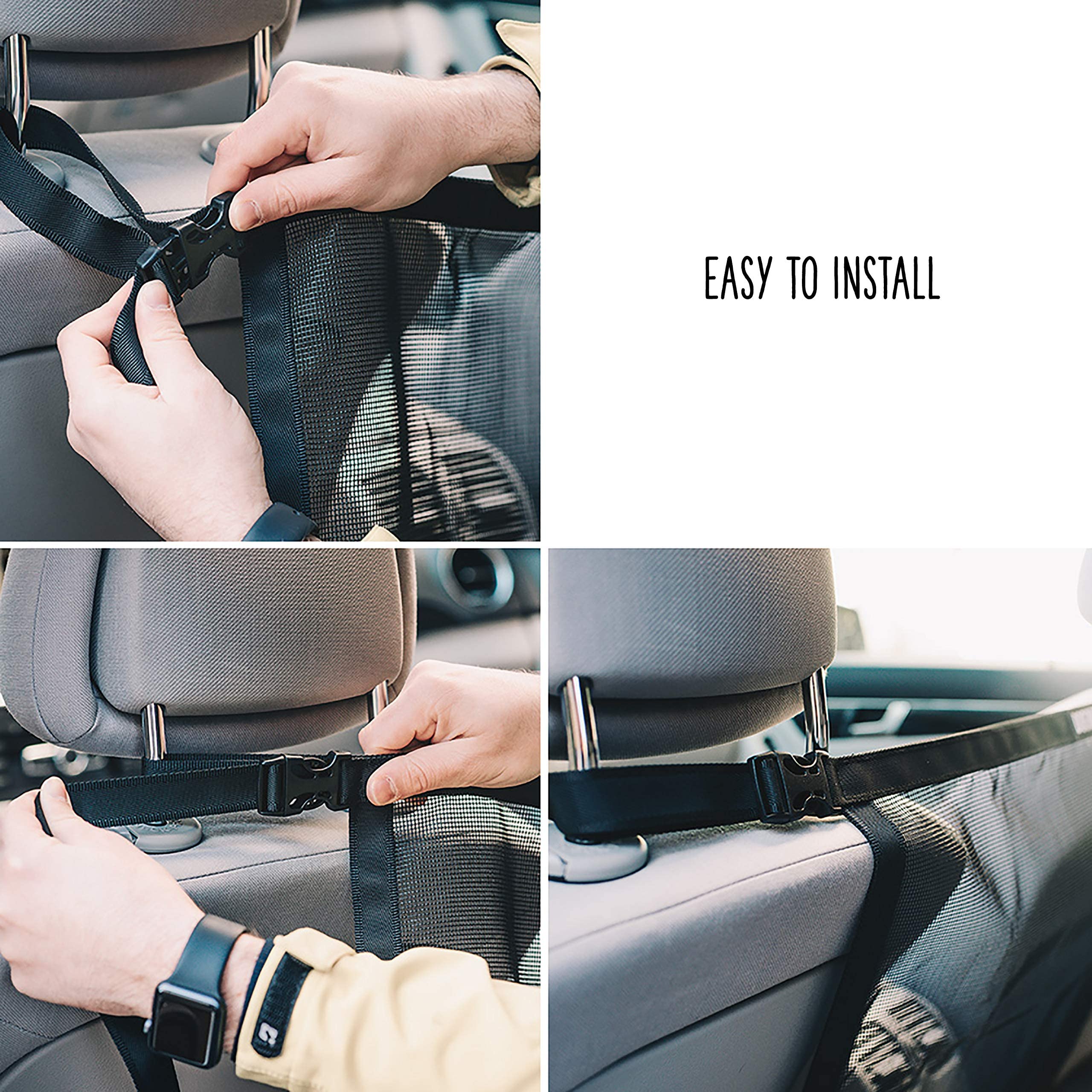 Dogual Dog Car Net Barrier - Universal Fit Sturdy Mesh, Easy To Install, Convenient For Air Conditioning, Easy To Clean & With F