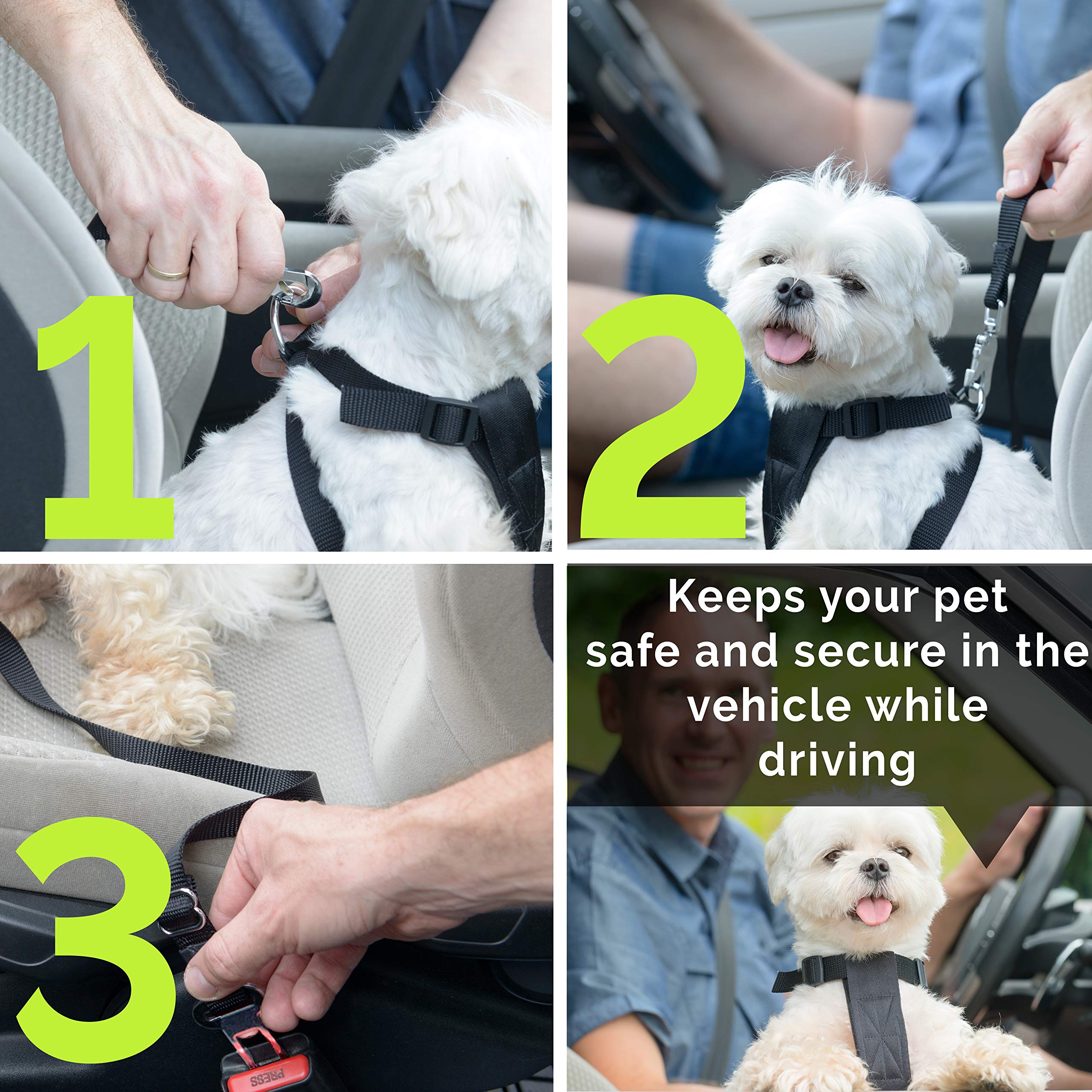 Dog Seat Belt Pet Dog Cat Car Seatbelt Safety Tether - 2 Pack - Adjustable Harness Belts Pet Leash - Heavy Duty Nylon Seatbelts - Universal Fit Cars Truck Suv