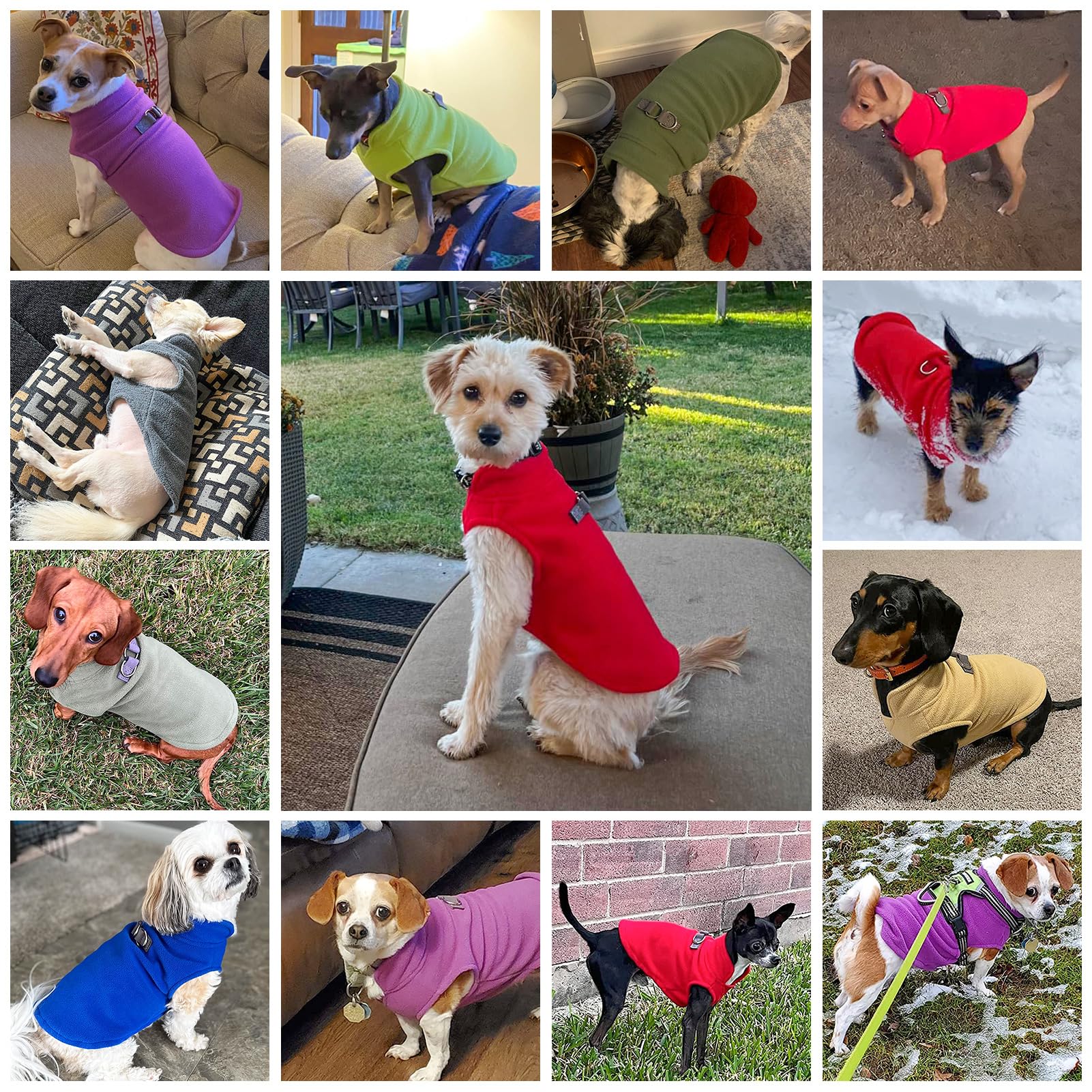 BEAUTYZOO Dog Fleece Vest Jacket for Small/Medium Dogs, Cold Weather Hoodie, Large, Green