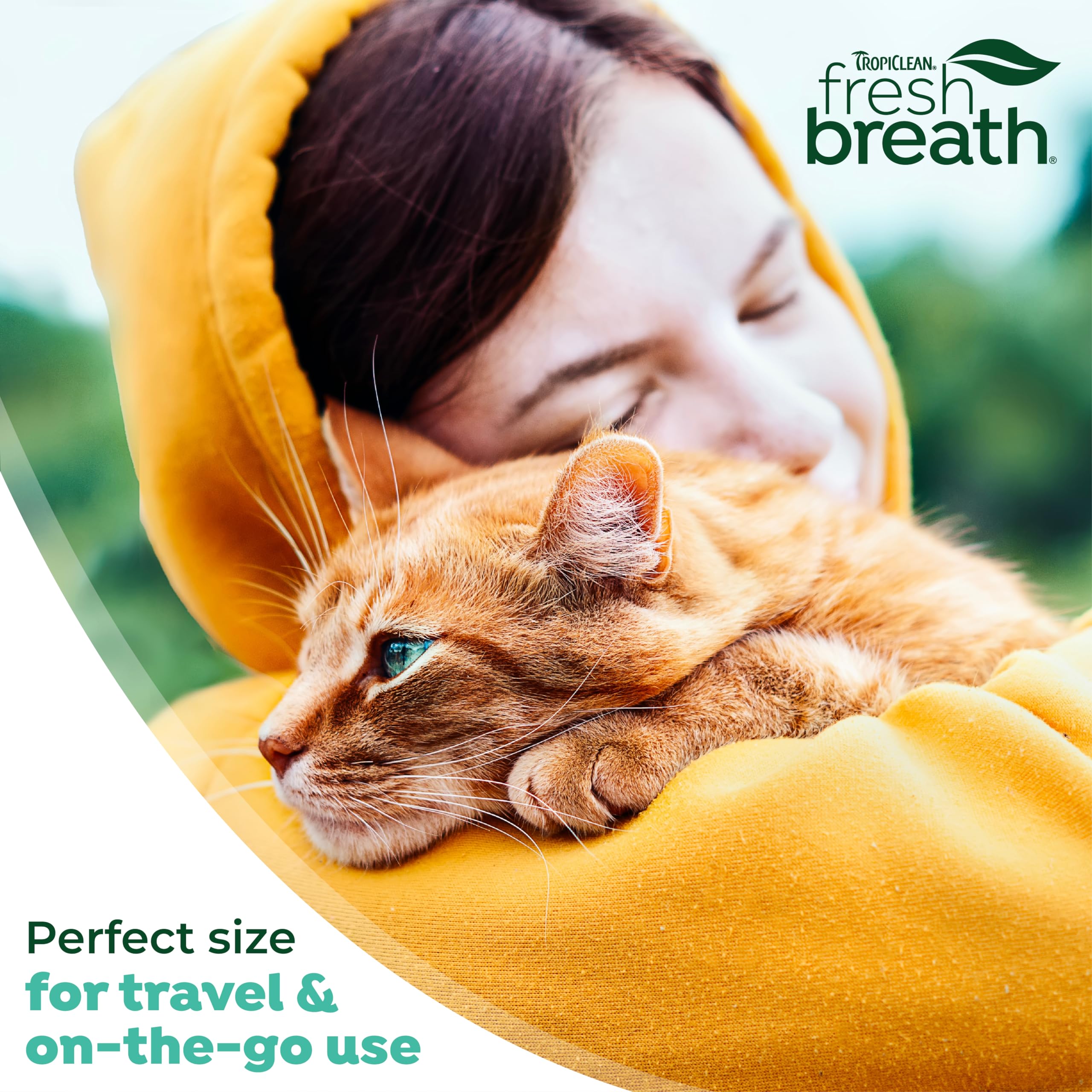 TropiClean Fresh Breath for Cats | Travel Ready Cat Breath Freshener Concentrated Water Additive Drops | Made in the USA | 2.2 o