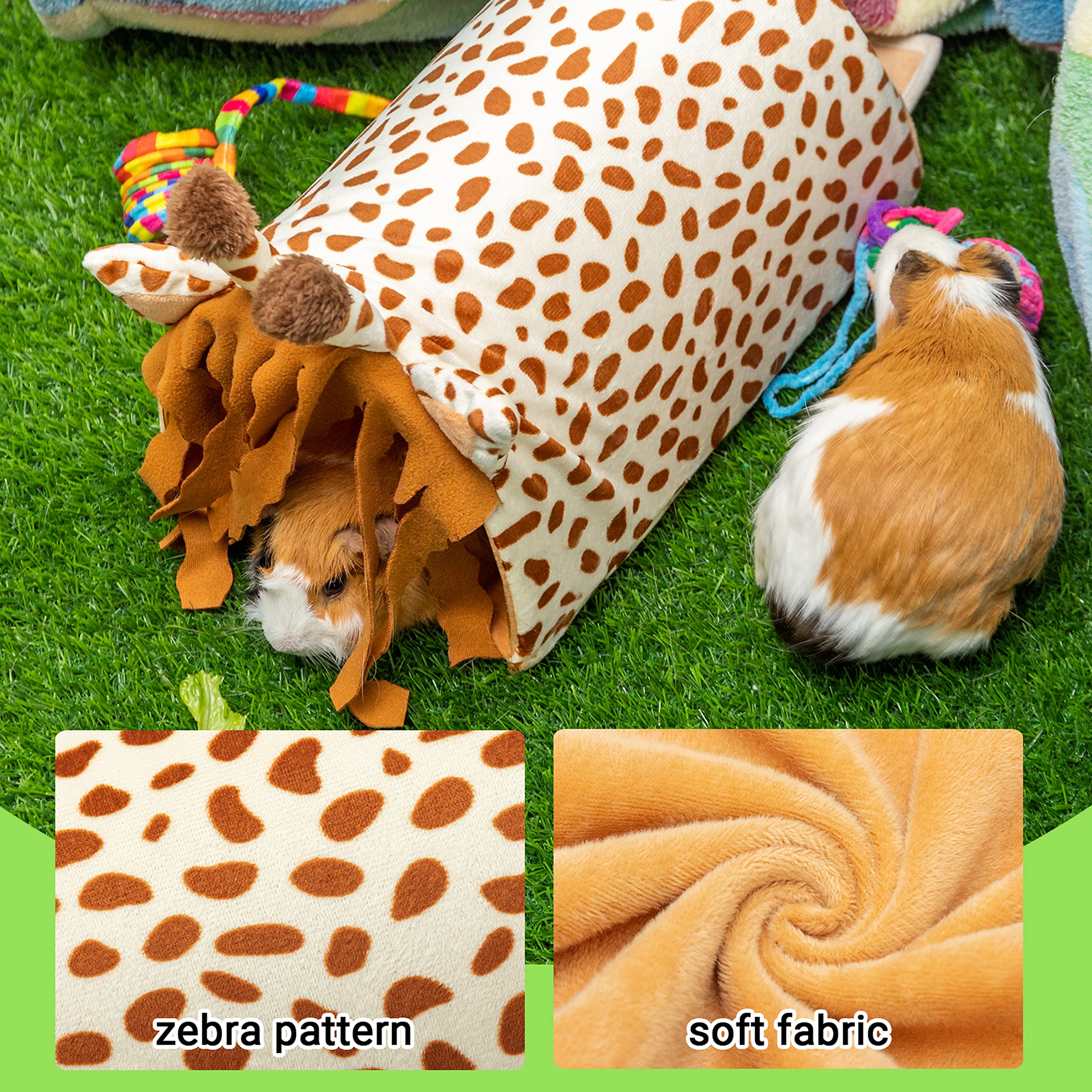 Guinea Pig Hideout - Fleece Tunnel House Cage Accessories For Rat Hamster Hedgehog Chinchilla Small Animal - Playing Sleeping Hunting Resting Washable Tube Bedding Habitats