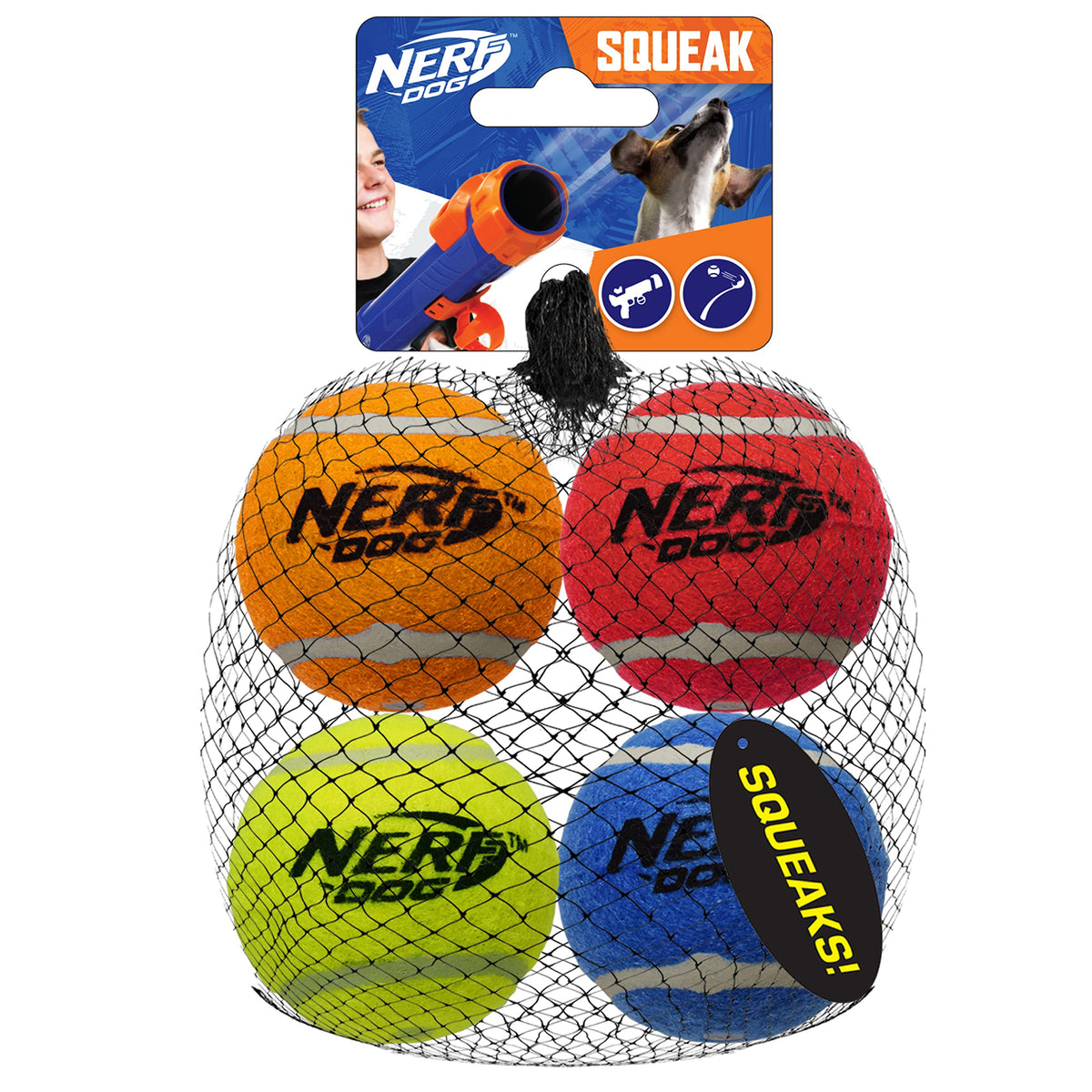 Nerf Dog Tennis Ball Dog Toys With Interactive Squeaker, Lightweight, Durable And Water Resistant, 2.5 Inches, For Small/Medium/