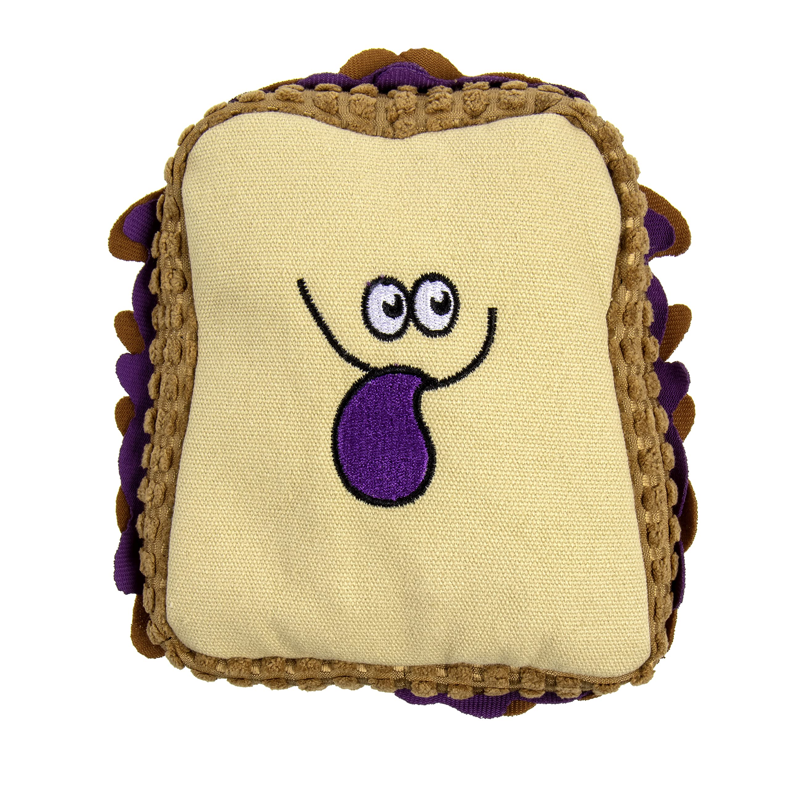 Trustypup Tough 'N Fun Pbj Squeaky Plush Dog Toy, Chew Guard Technology - Tan, Medium (71151)
