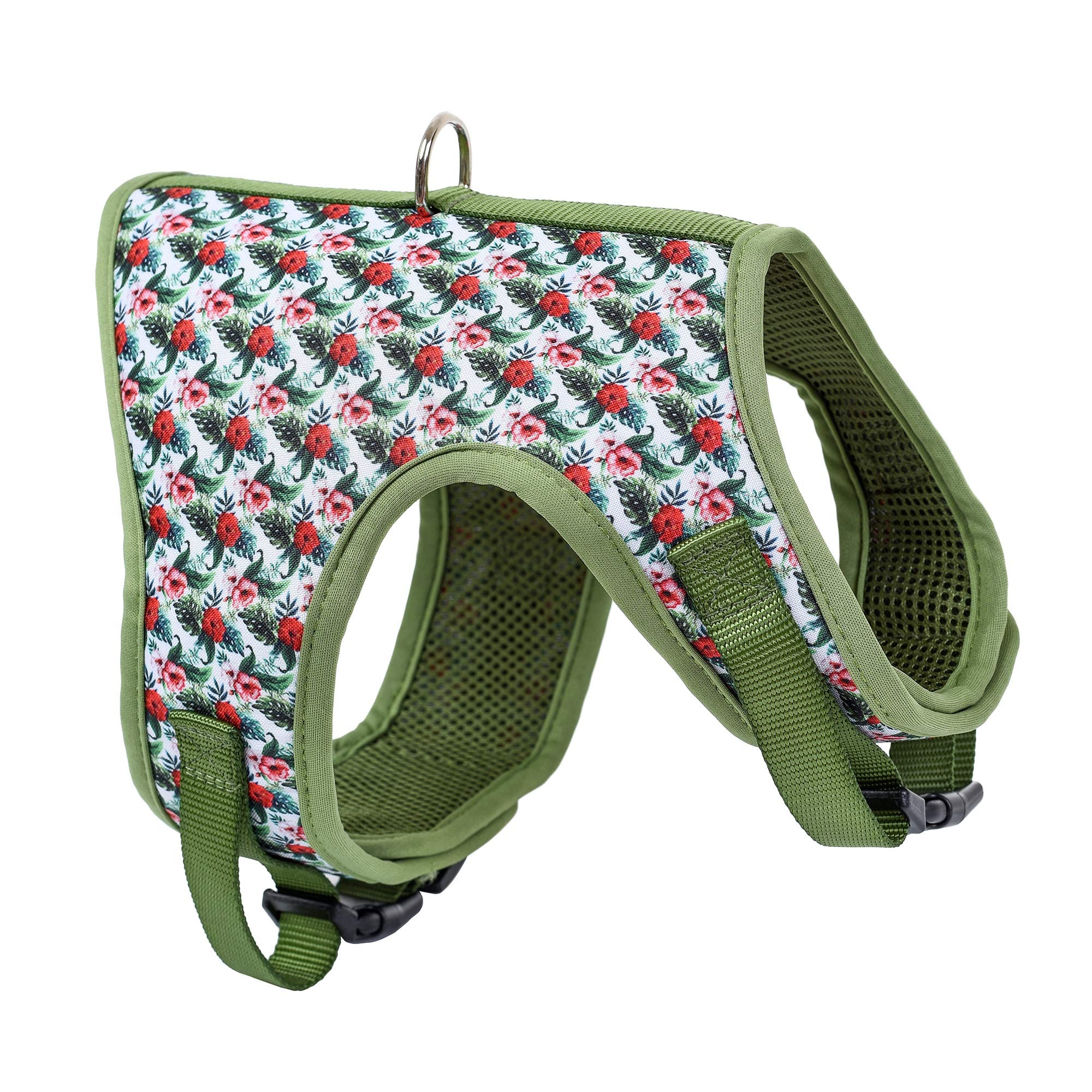 Mile High Life | Easy Get On Air Mesh Vest Harness | Spring Floral Collection | Adjustable Easy Closures Both Neck And Chest |20 Lbs Small Dogs & Cats | Wild Rose | M Chest Size (18'-20')