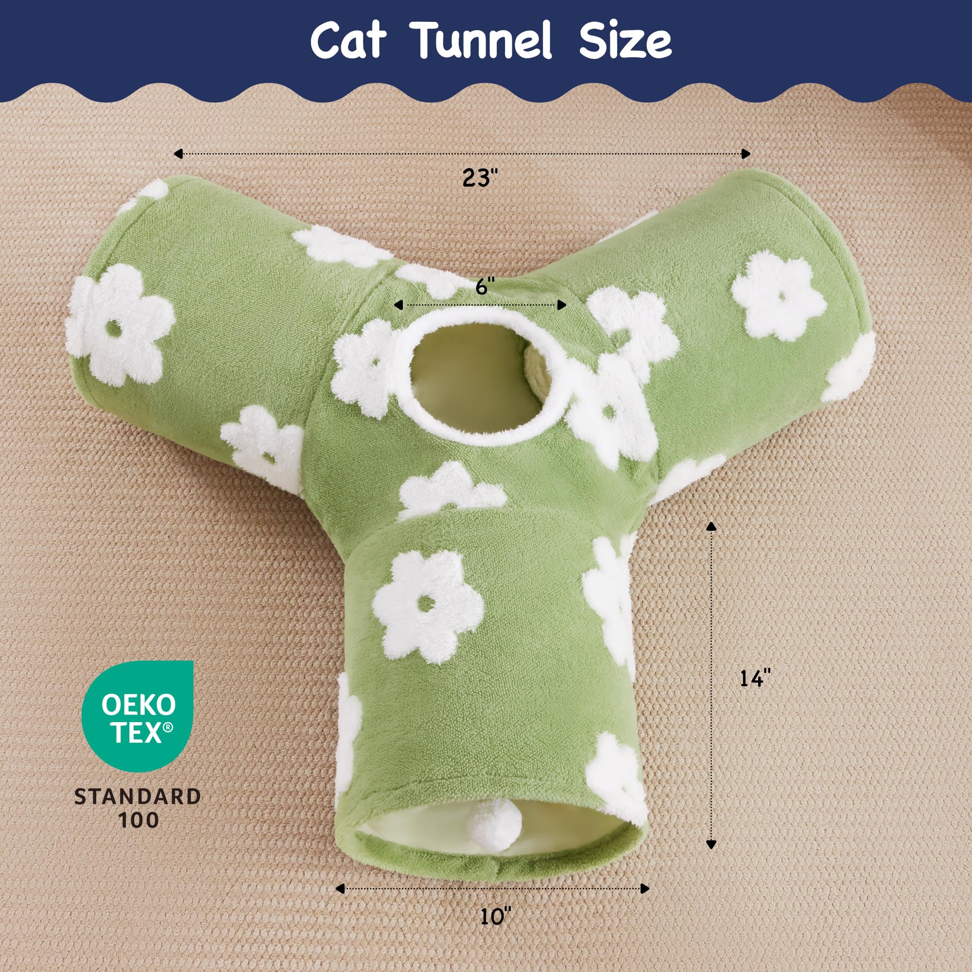 Tempcore Flannel Pet Cat Tunnel Tube Cat Toys 3 Way Collapsible, Cat Tunnels For Indoor Cats,Kitty Tunnel Bored Pet Toys Peek Ho