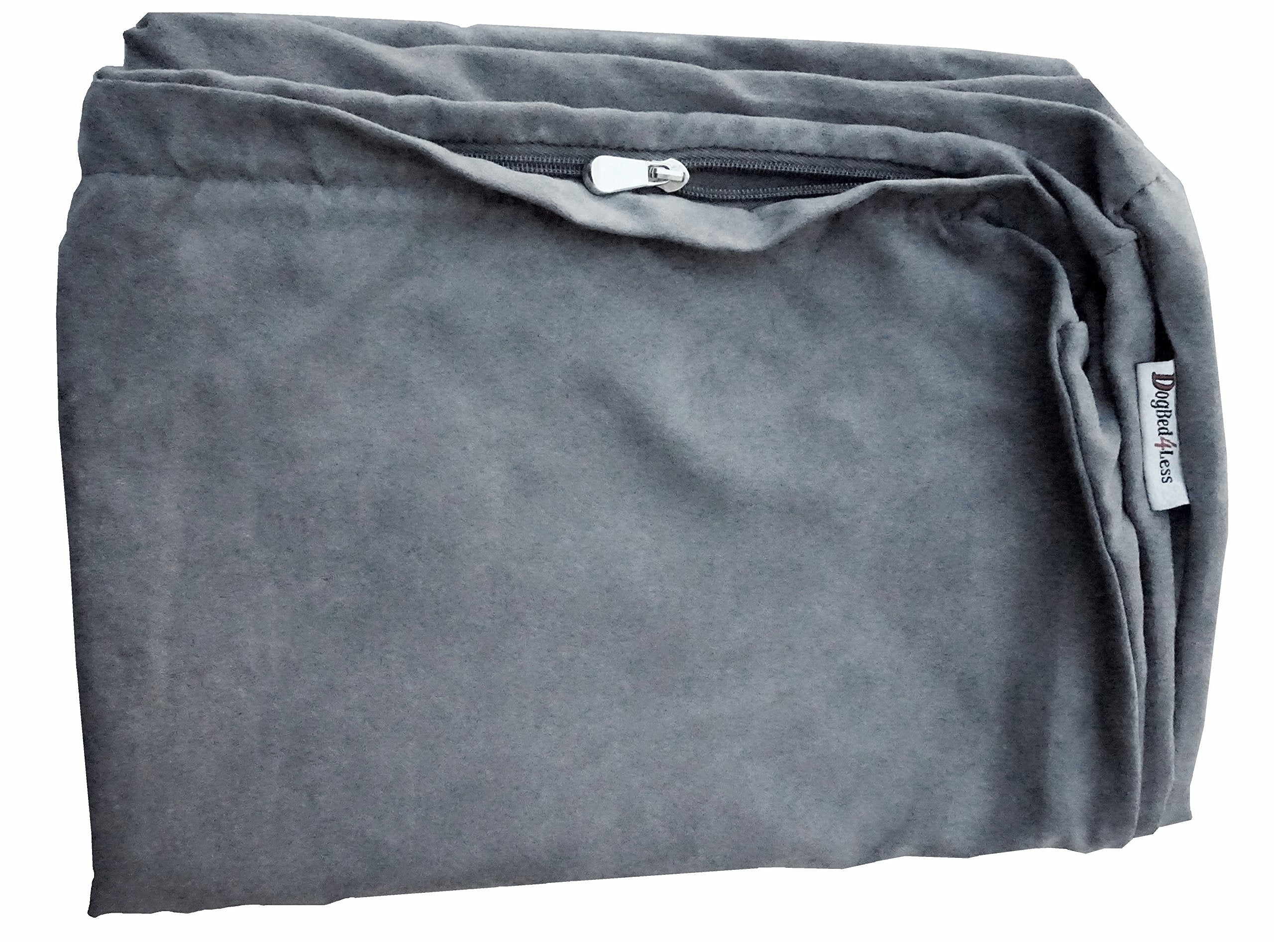 Dogbed4Less 40X35X4 Inches Xl Size : Suede Fabric External Replacement Cover In Grey Color With Zipper Liner For Dog Pet Bed Pillow Or Pad - Replacement Cover Only