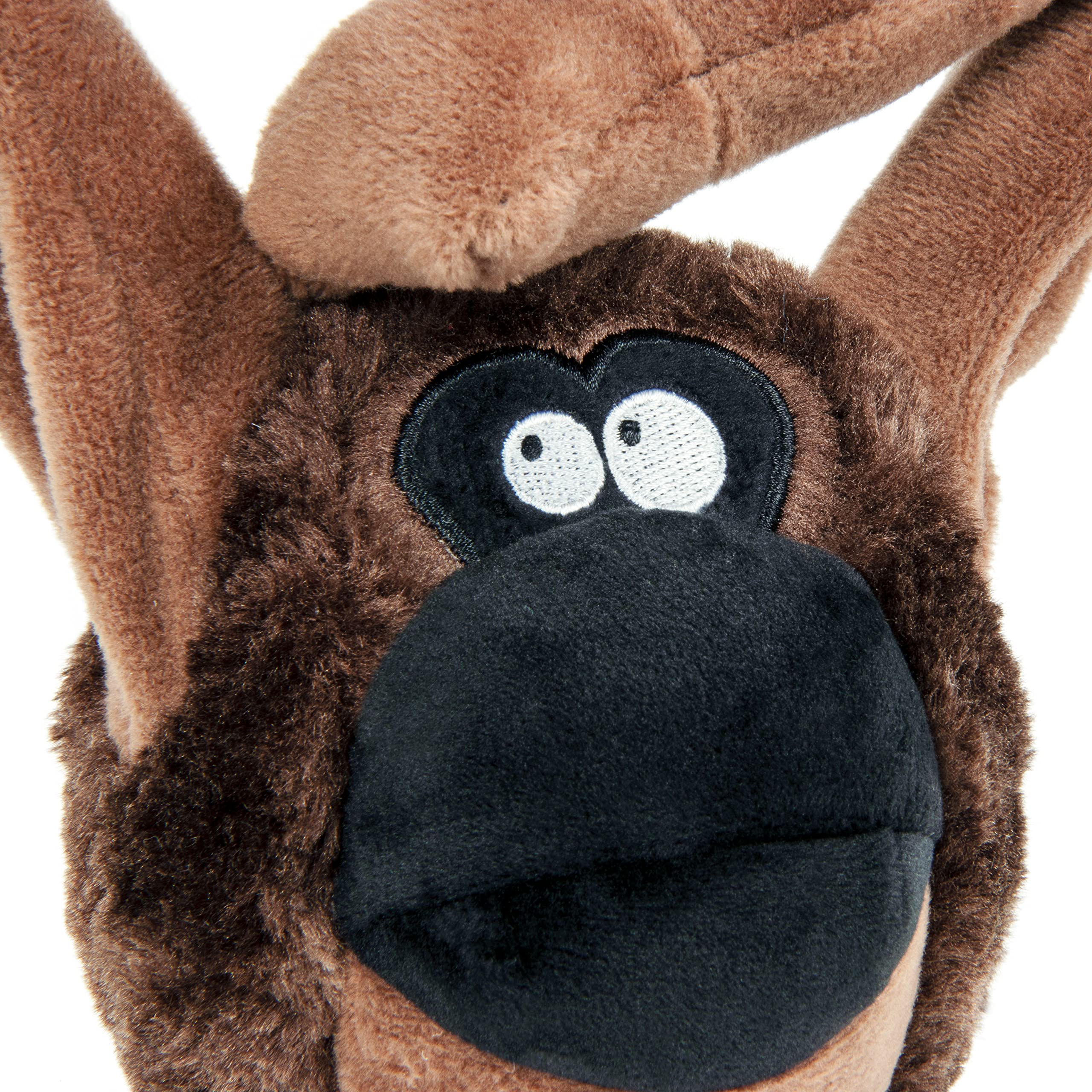 Godog Action Plush Ape Animated Squeaky Dog Toy, Chew Guard Technology - Brown, One Size