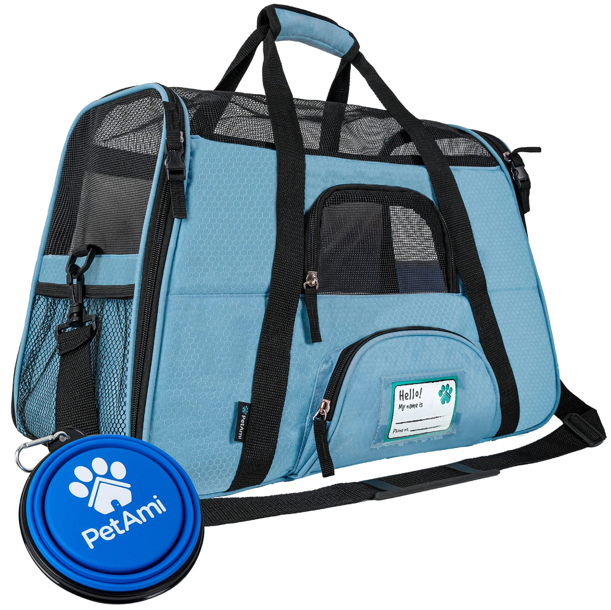 Petami Airline Approved Pet Carrier For Cat, Soft Sided Dog Carrier For Small Dogs, Cat Travel Supplies Accessories For Indoor Cats, Ventilated Pet Carrying Bag Medium Large Kitten Puppy, Large Blue