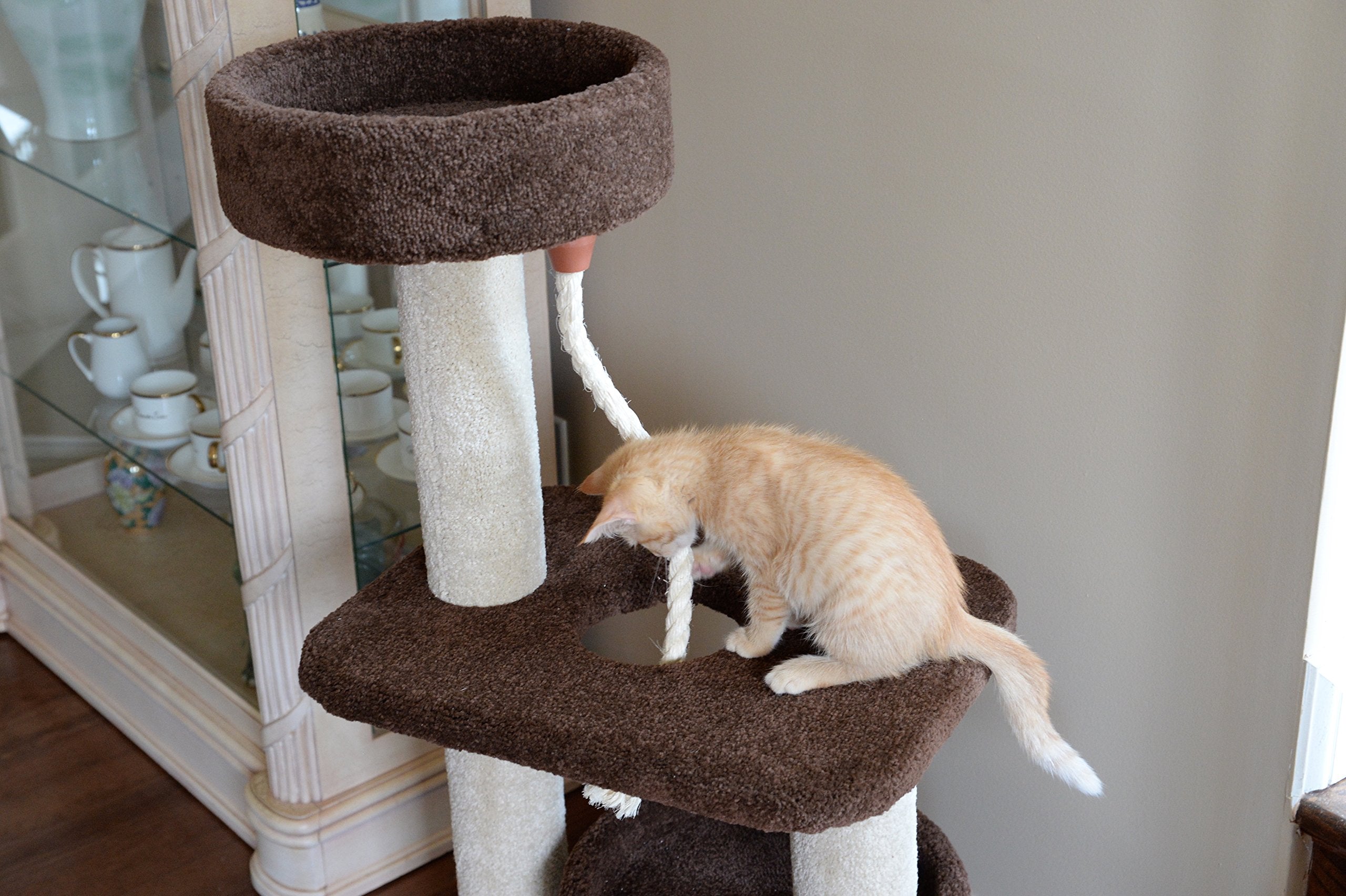 Armarkat 3-Tier Carpeted Cat Tree Condo F3703, Real Wood Kitten Activity Tree, Brown