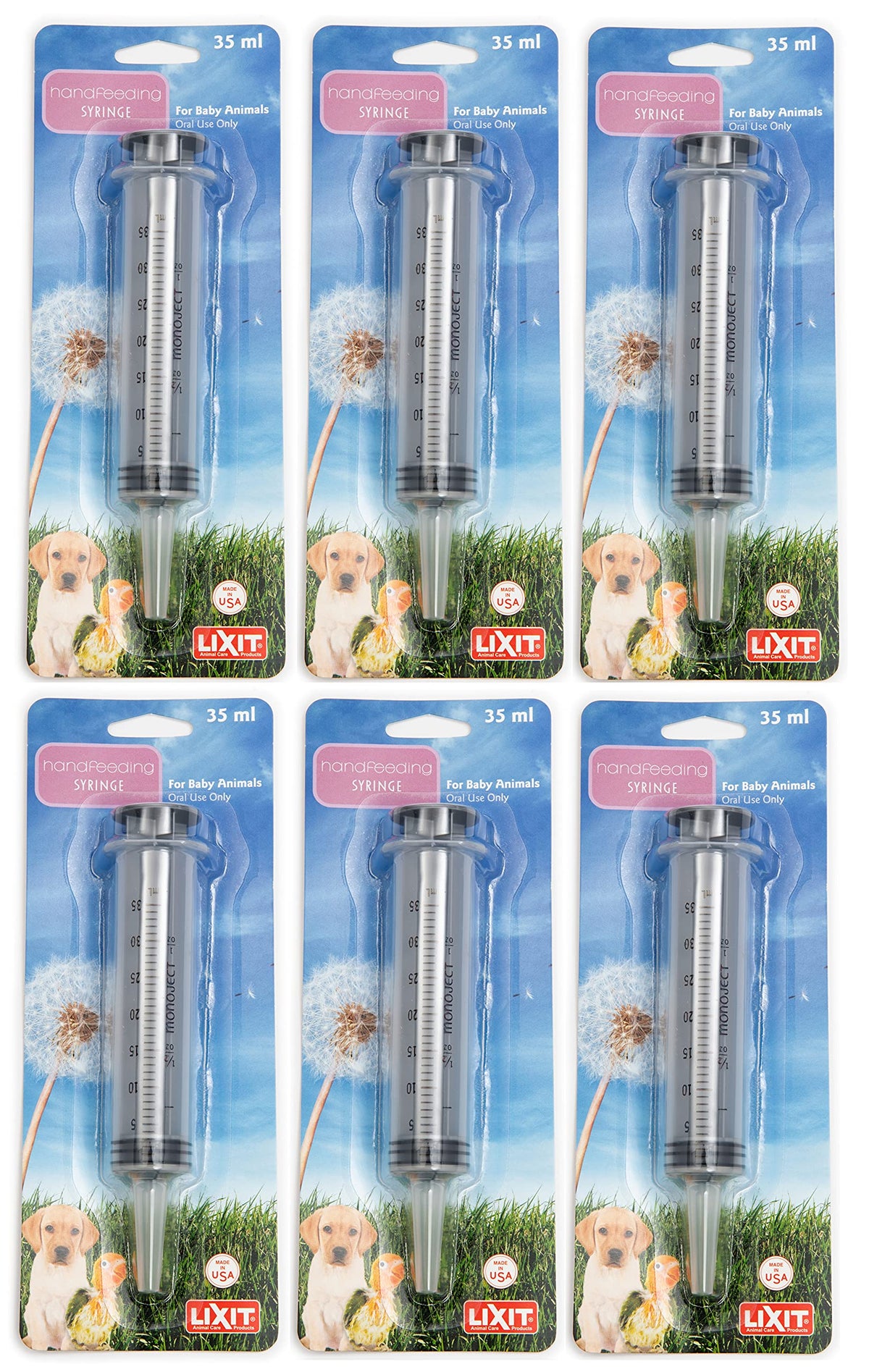 Lixit Hand Feeding Syringes For Puppies, Kittens, Rabbits And Other Baby Animals (35Ml Pack Of 6)