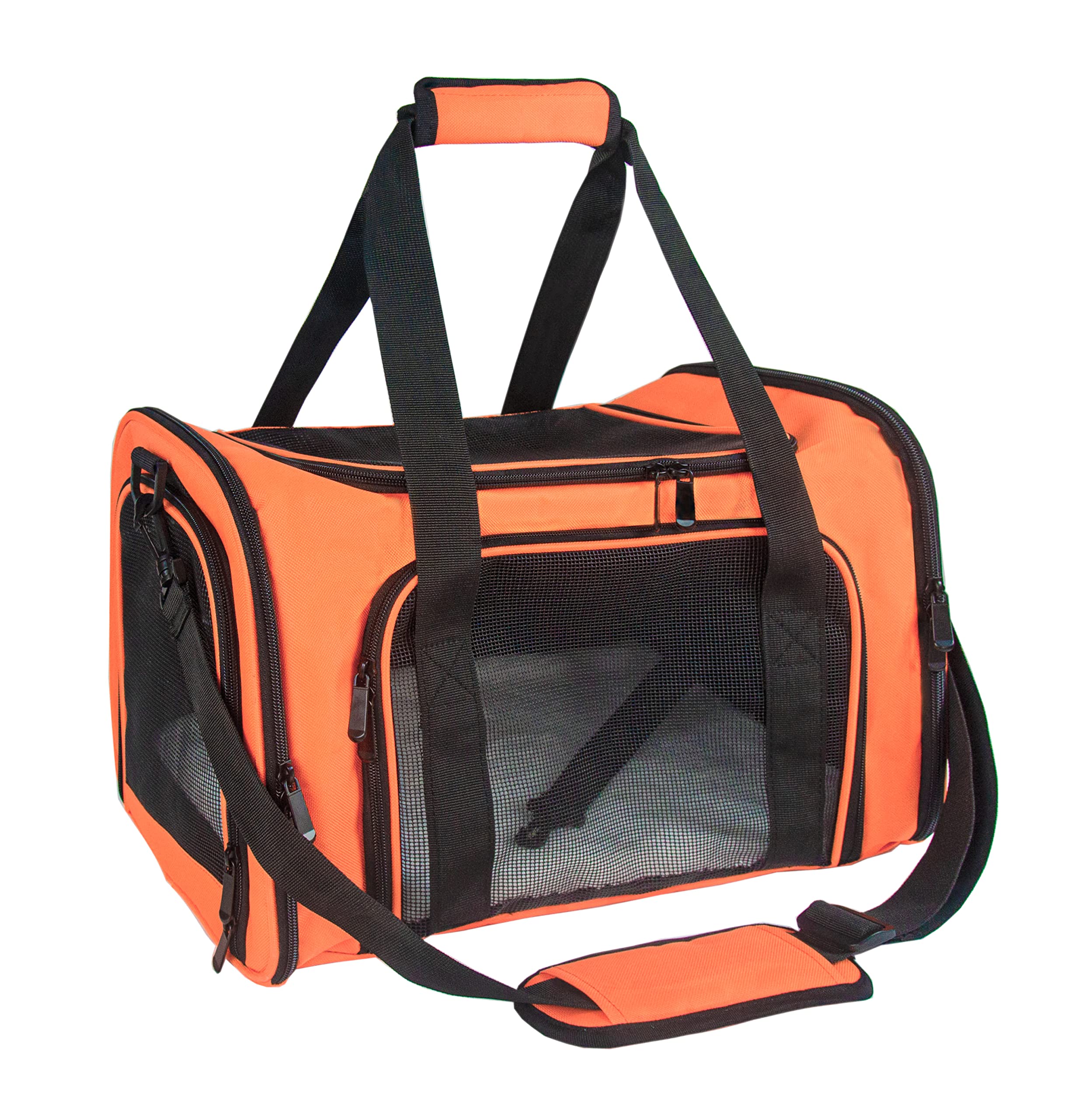Nextfri Soft Sided Carrier For Small Medium Cats Dogs,Tsa Airline Approved Collapsible Travel Pet Carrier (Medium, Orange)