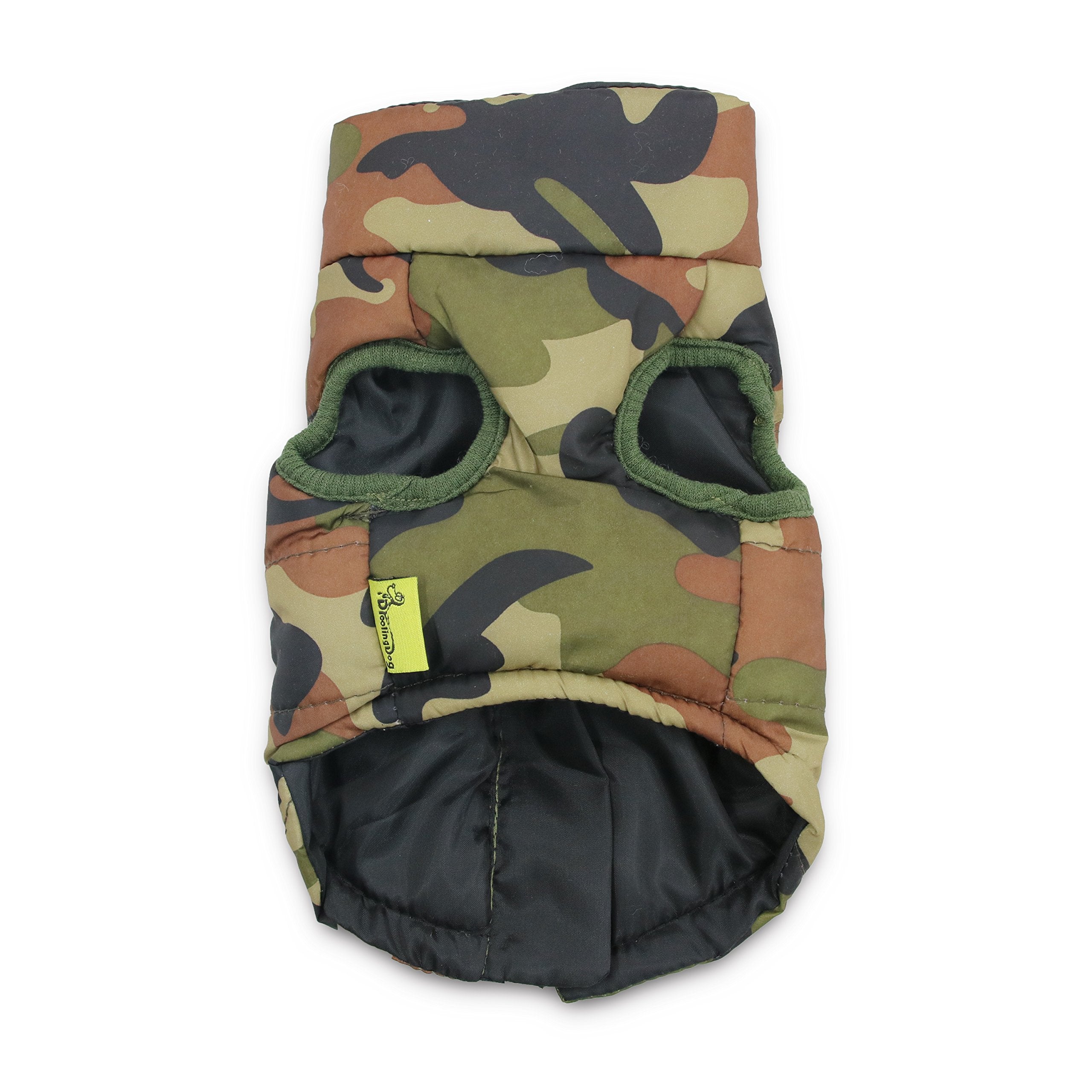 Droolingdog Dog Winter Jacket Camo Waterproof Coat Dog Camouflage Costume With Harness For Small Dogs, Large, Army Green