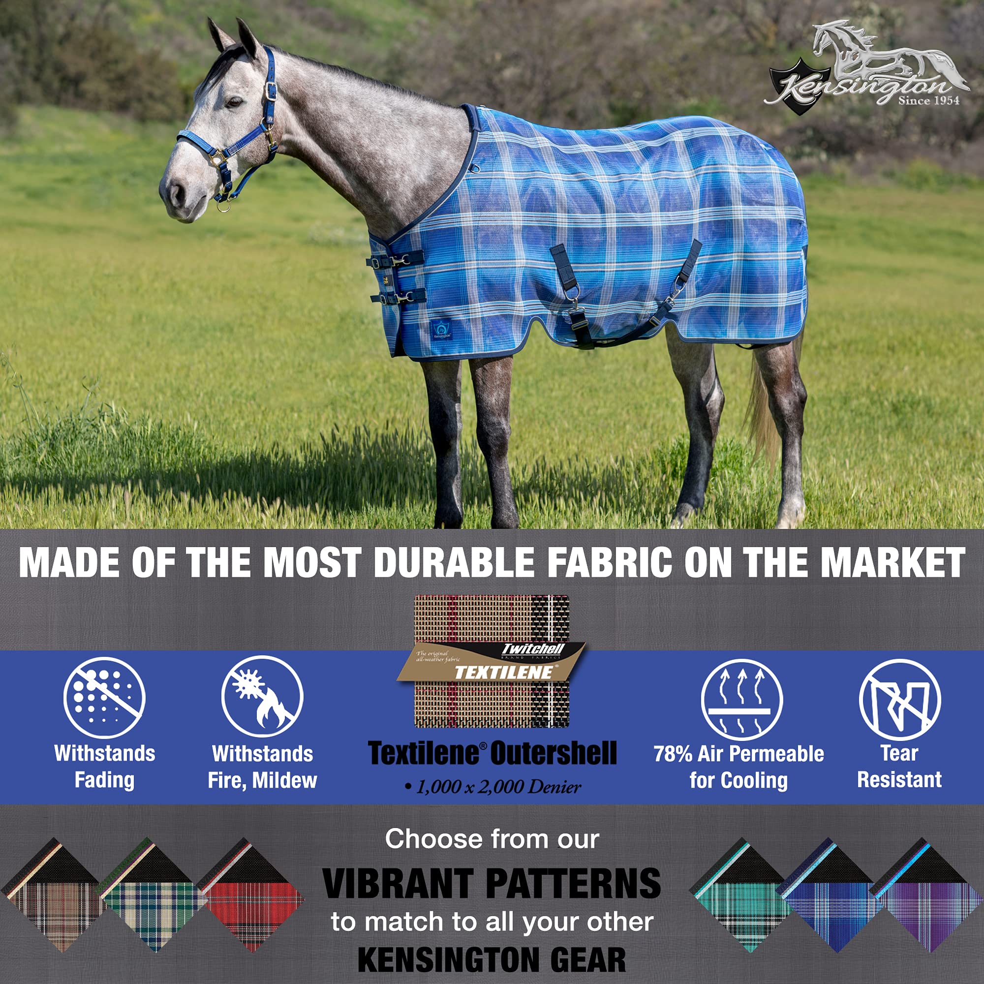 Kensington Breathable And Uv Protective Sheet Surefit All Season Protection For Horse - 84'', Kentucky Blue