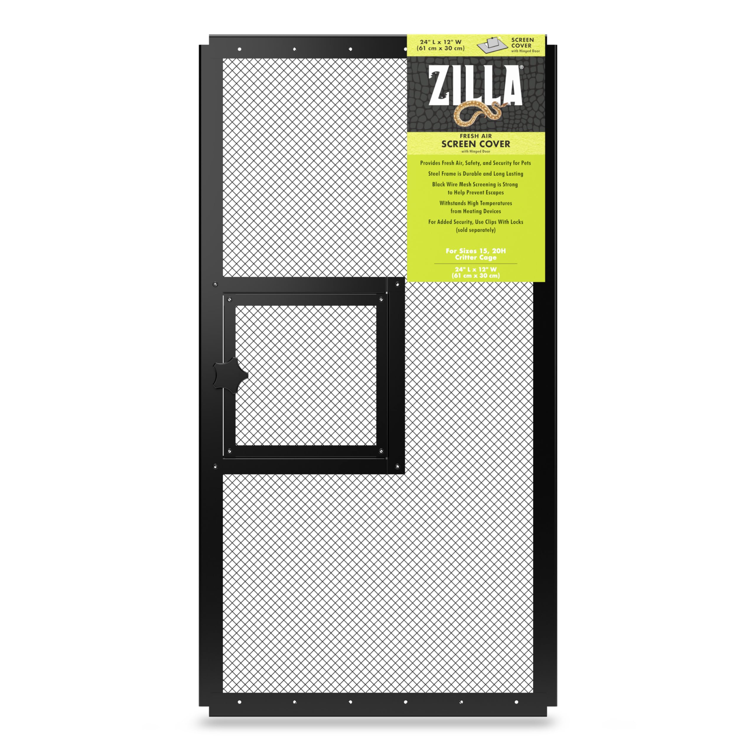 Zilla Pet Reptile Terrarium Fresh Air Screen Cover With Hinged Door 24'' X 12''