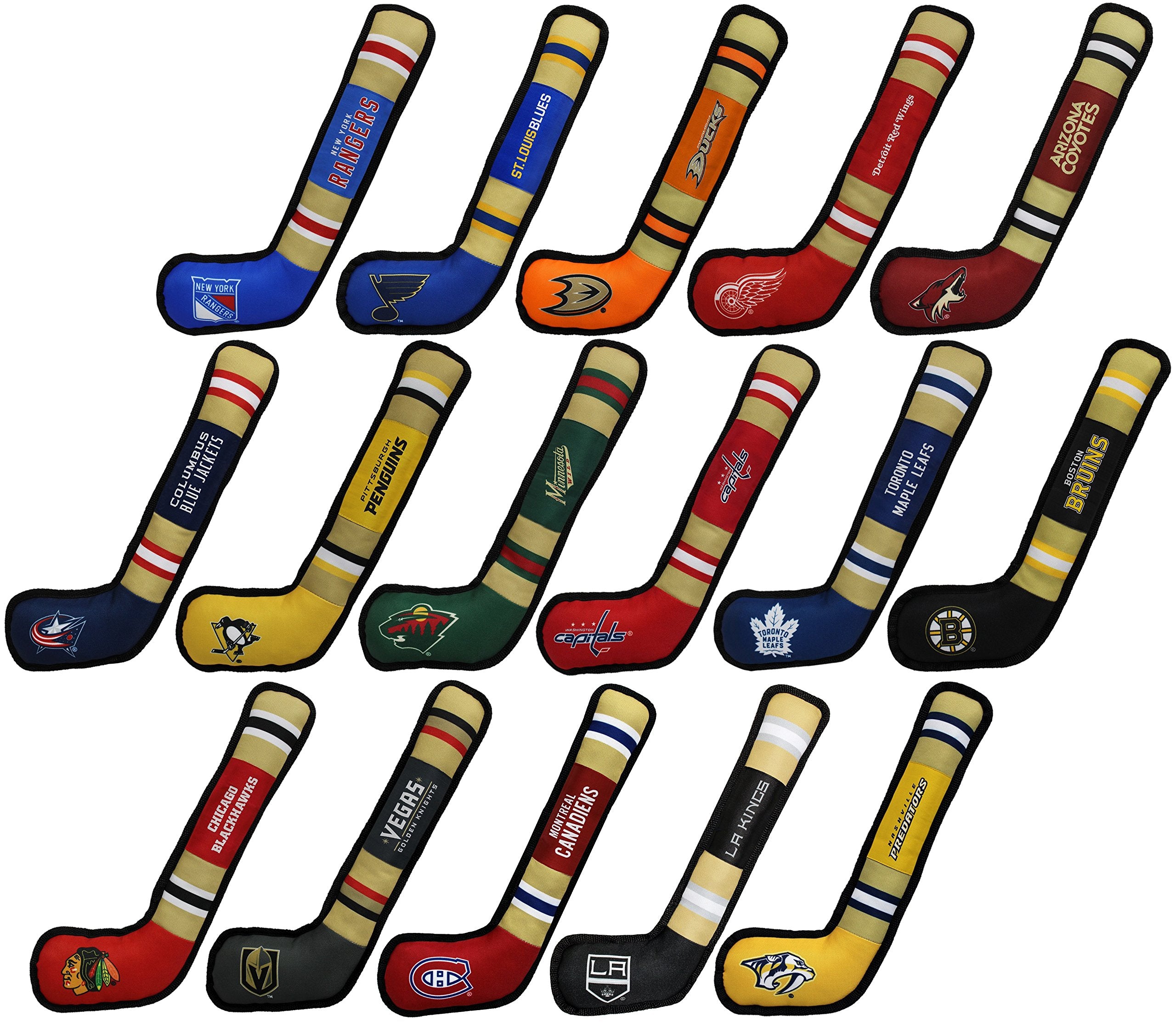 Pets First Dog Toy Tough Nylon With Inner Squeaker Licensed By Nhl Montreal Canadiens Hockey Stick Toy For Dogs & Cats. Play Hoc