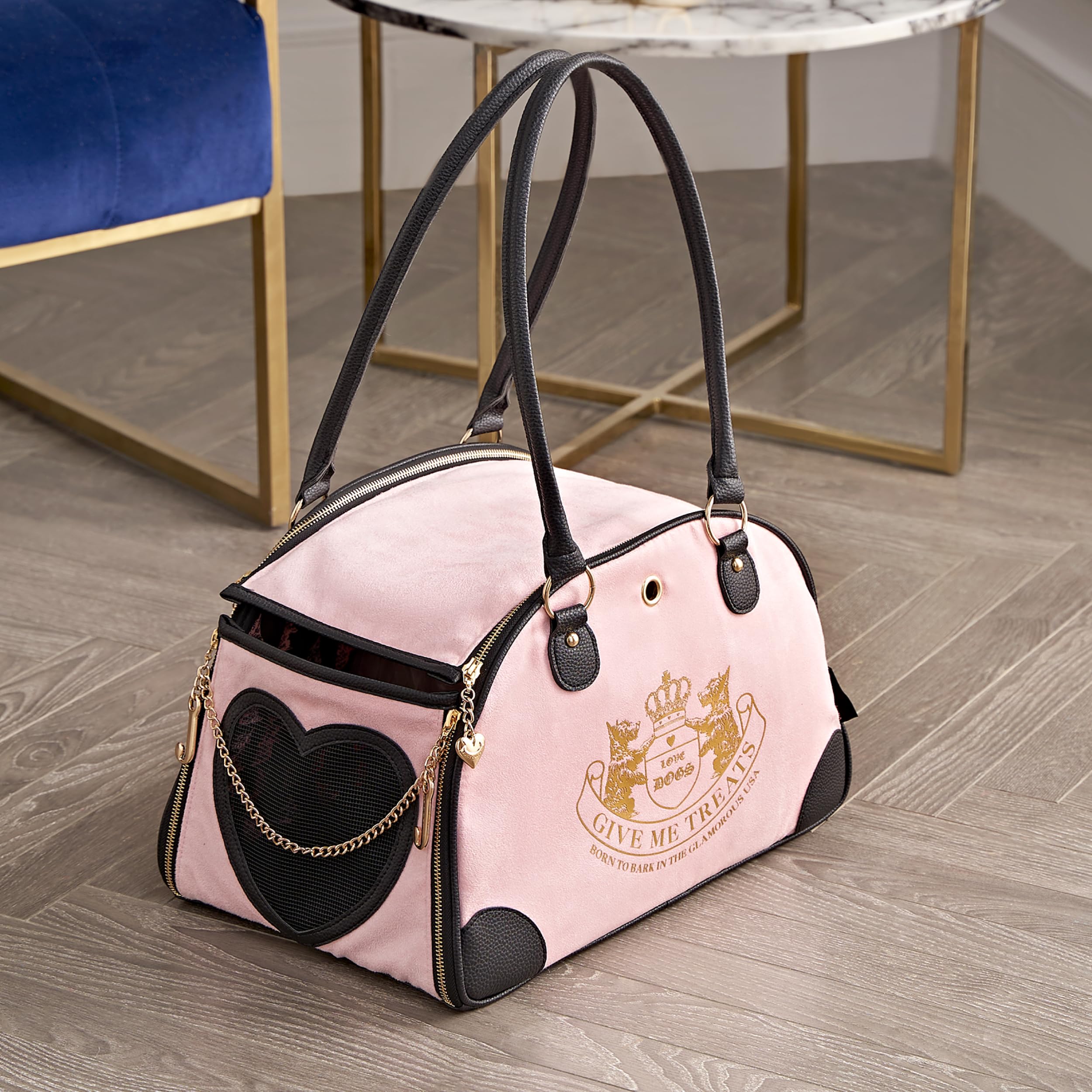 Juicy Couture Give Me Treats Pet Carrier - Stylish Pink Travel Bag for Small Dogs and Cats