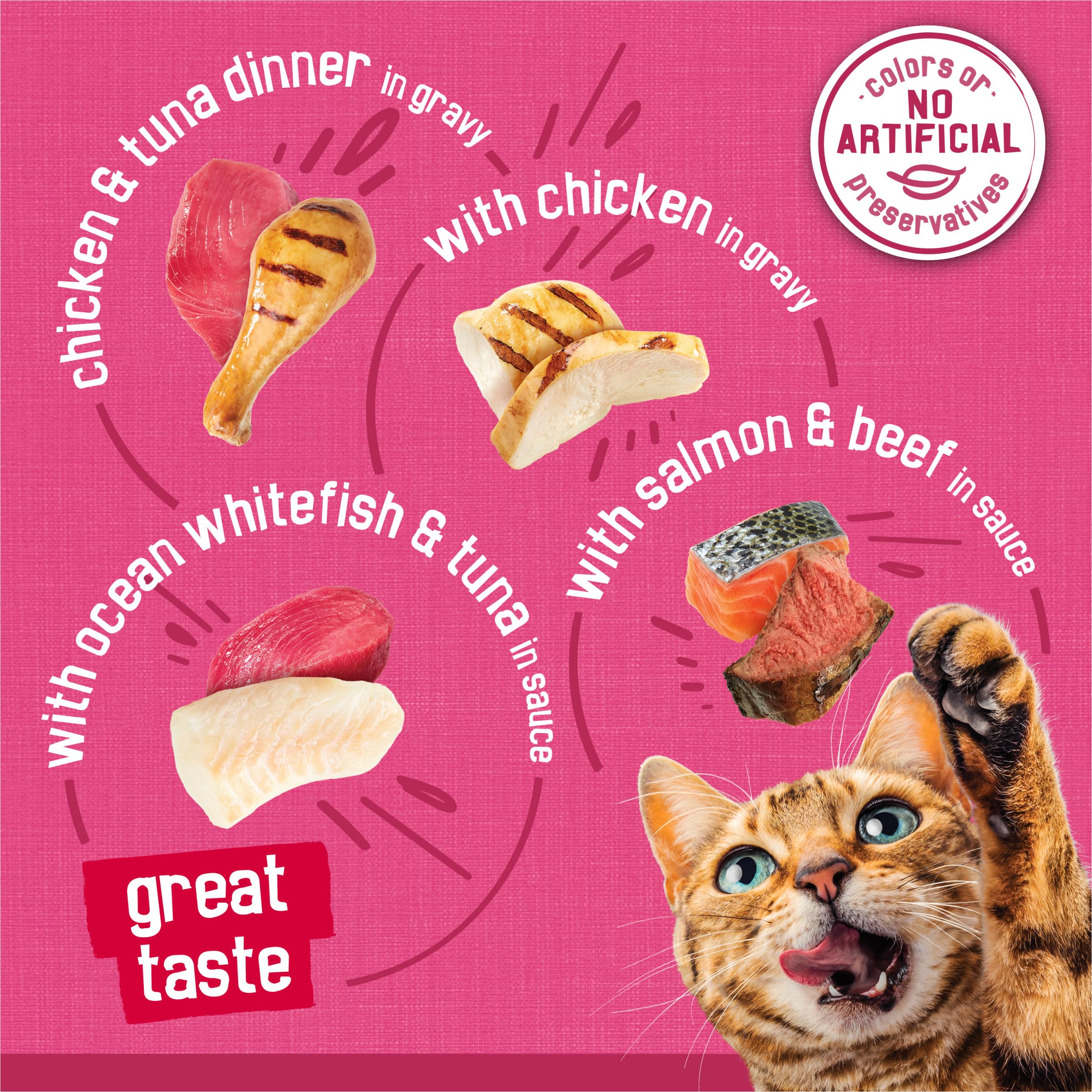 Purina Friskies Gravy Wet Cat Food Variety Pack, Surfin and Turfin Prime Filets Favorites - 48 ct. Can