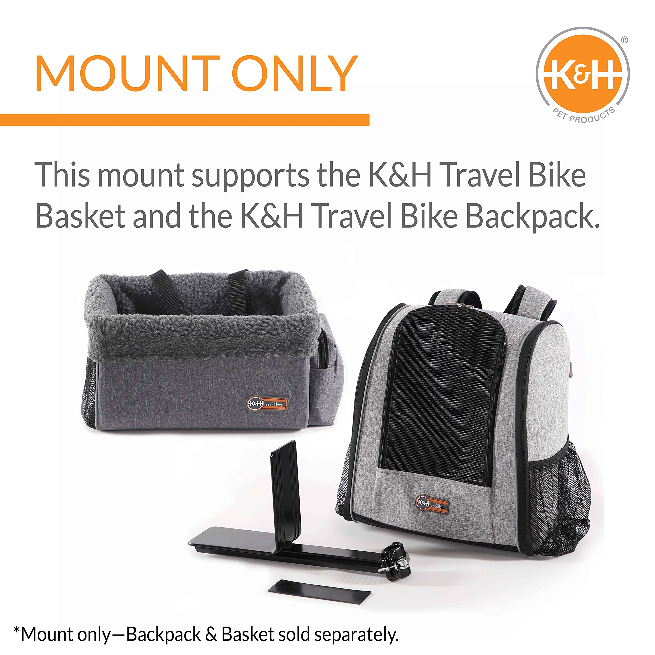 K&H Pet Products Universal Rear Bike Mount for Travel Bike Cat and Dog Bicycle Basket & Backpack Black Universal Fit Mount
