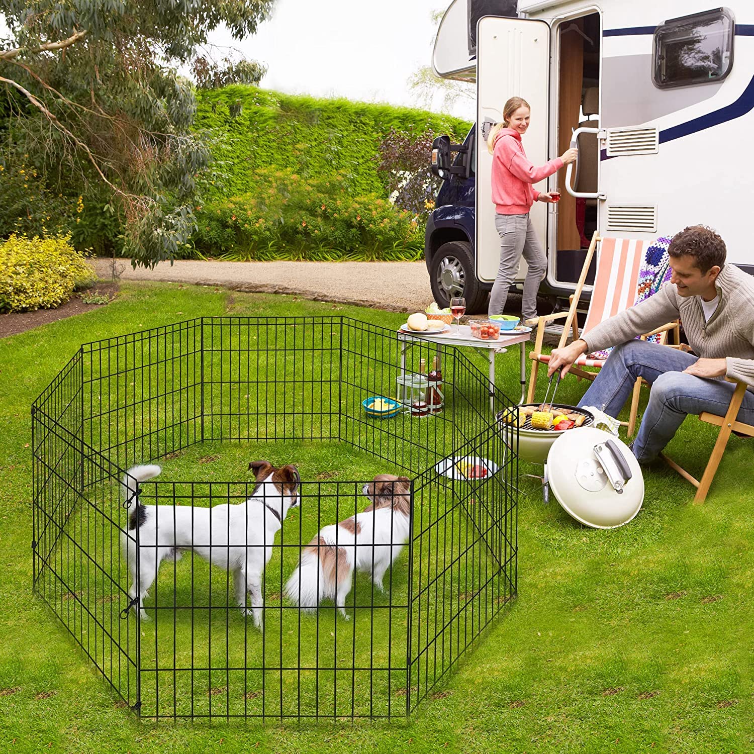 24/30/36/42/48 Inch Pet Playpen Puppy Playpen Dog Exercise Pen Indoor Outdoor Folding Dog Fence For Small Animals 8 Panel