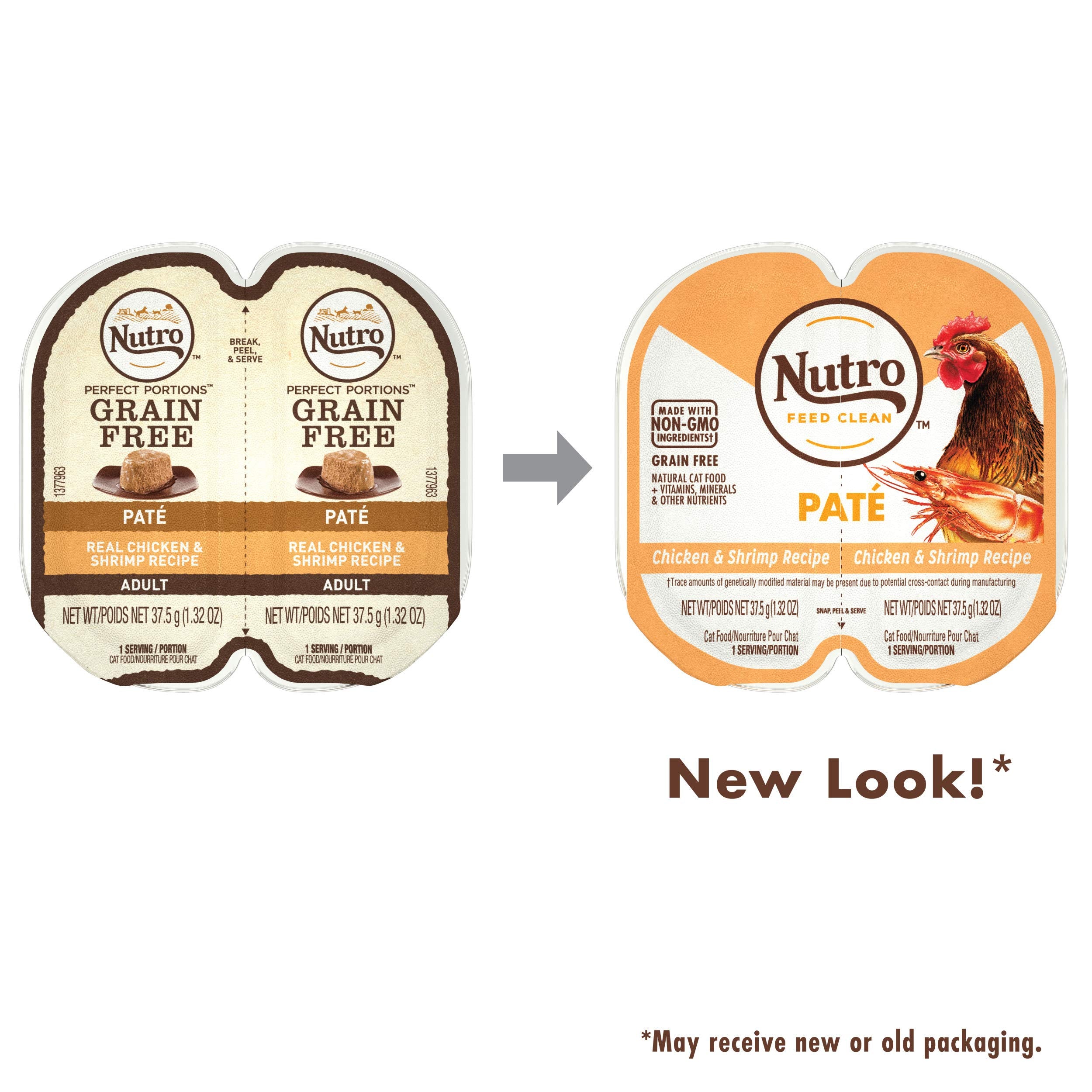 Nutro Perfect Portions Wet Cat Food Pate Chicken & Shrimp Recipe, 2.64 oz. Twin-Pack Trays (24 Count, Pack of 1)