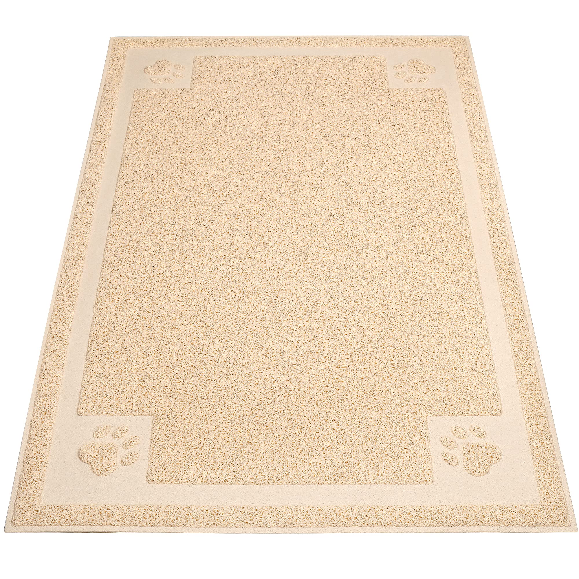 Upsky Large Cat Litter Mat Trapper 35'×23' Traps Litter From Box And Paws Scatter Control For Litter Box Soft On Sensitive Kitty Paws Easy To Clean Durable (Beige)