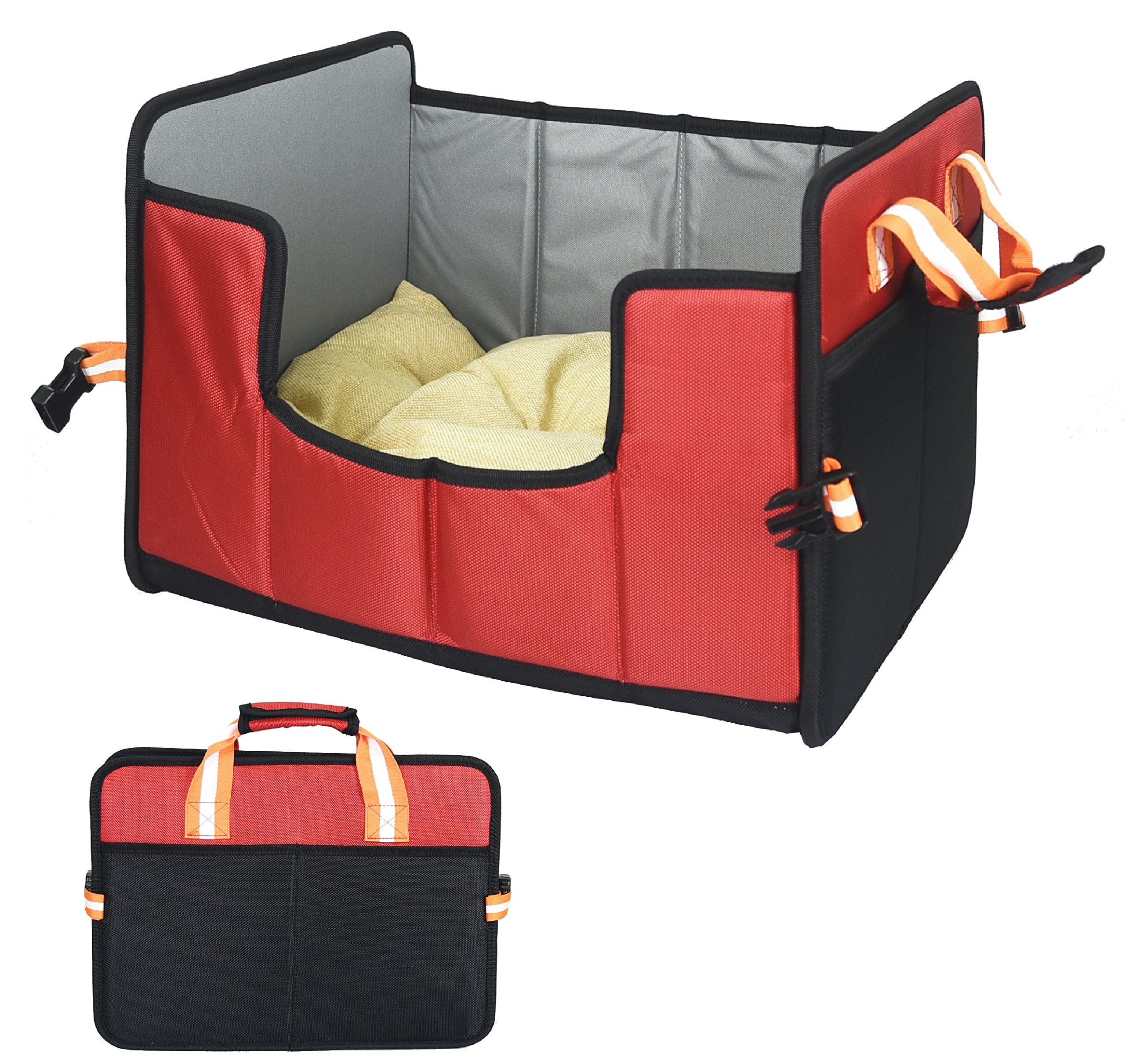 Pet Life Travel-Nest Folding Travel Cat and Dog Bed, LG, Red