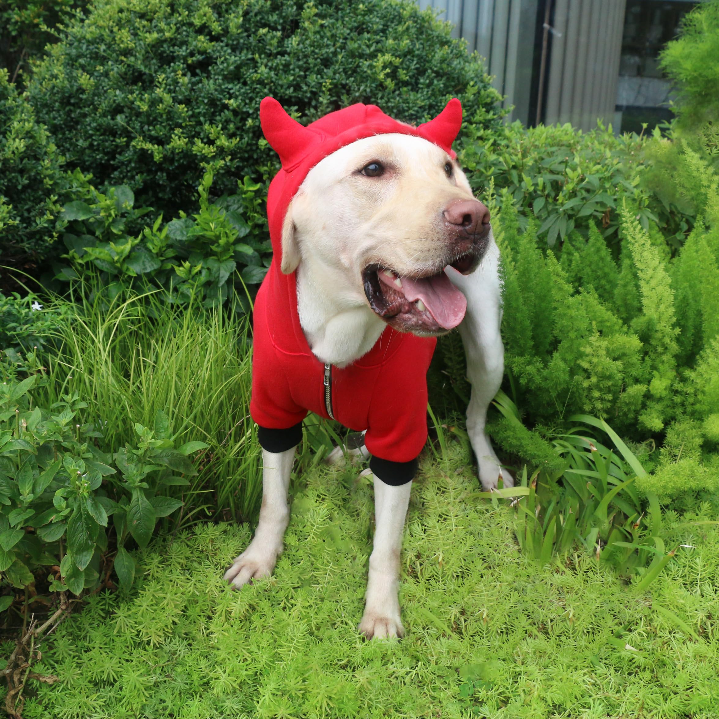Arunners Little Devil Christmas Costumes Clothes For Extra Large Dogs Demon Hoodies Labrador Rottweiler Great Dane, Red, 5X-Larg