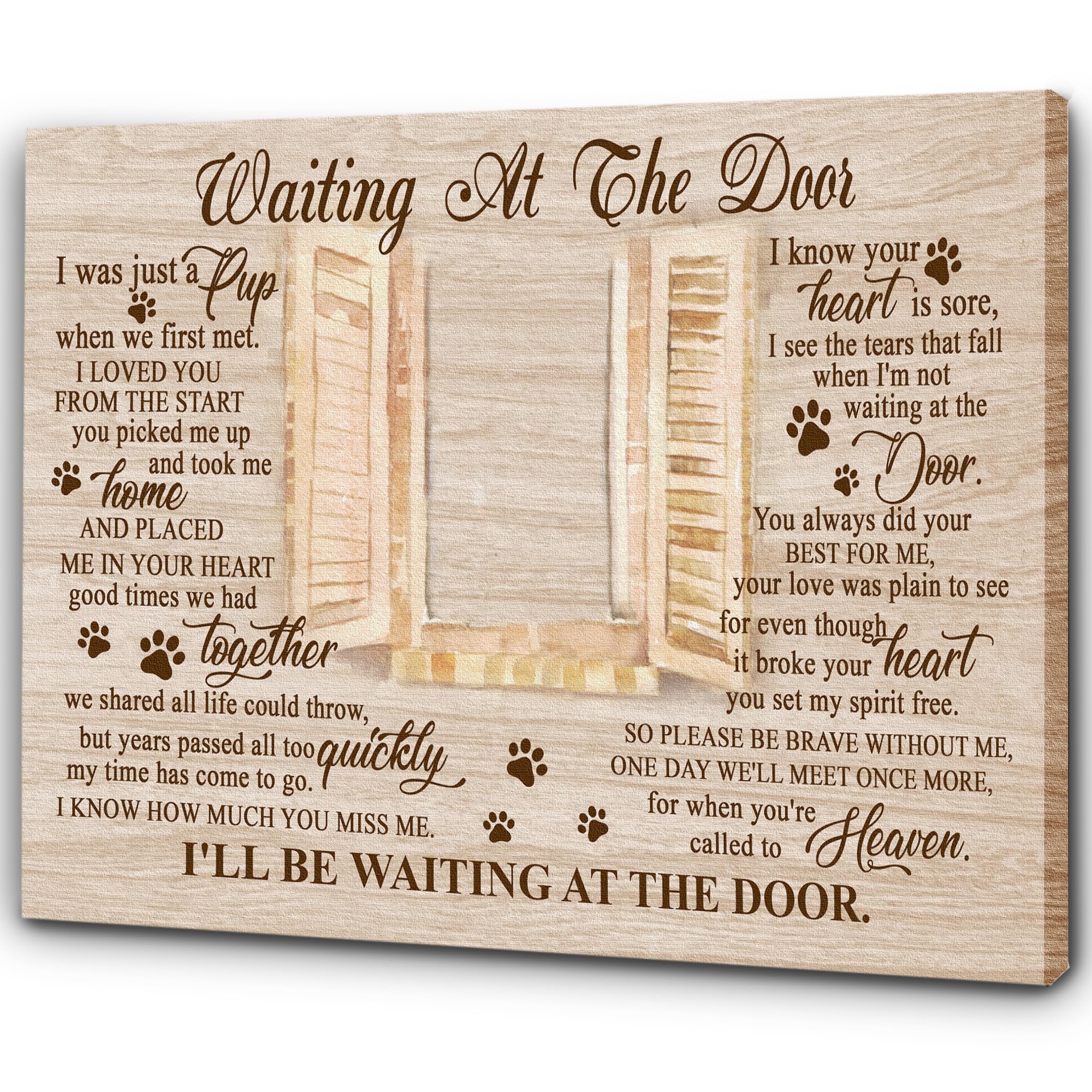 Personalized Dog Memorial Canvas Waiting At The Door Sympathy Gift For Loss Of Dog Remembrance Gift For Pet Owners Jcd784 (24X16