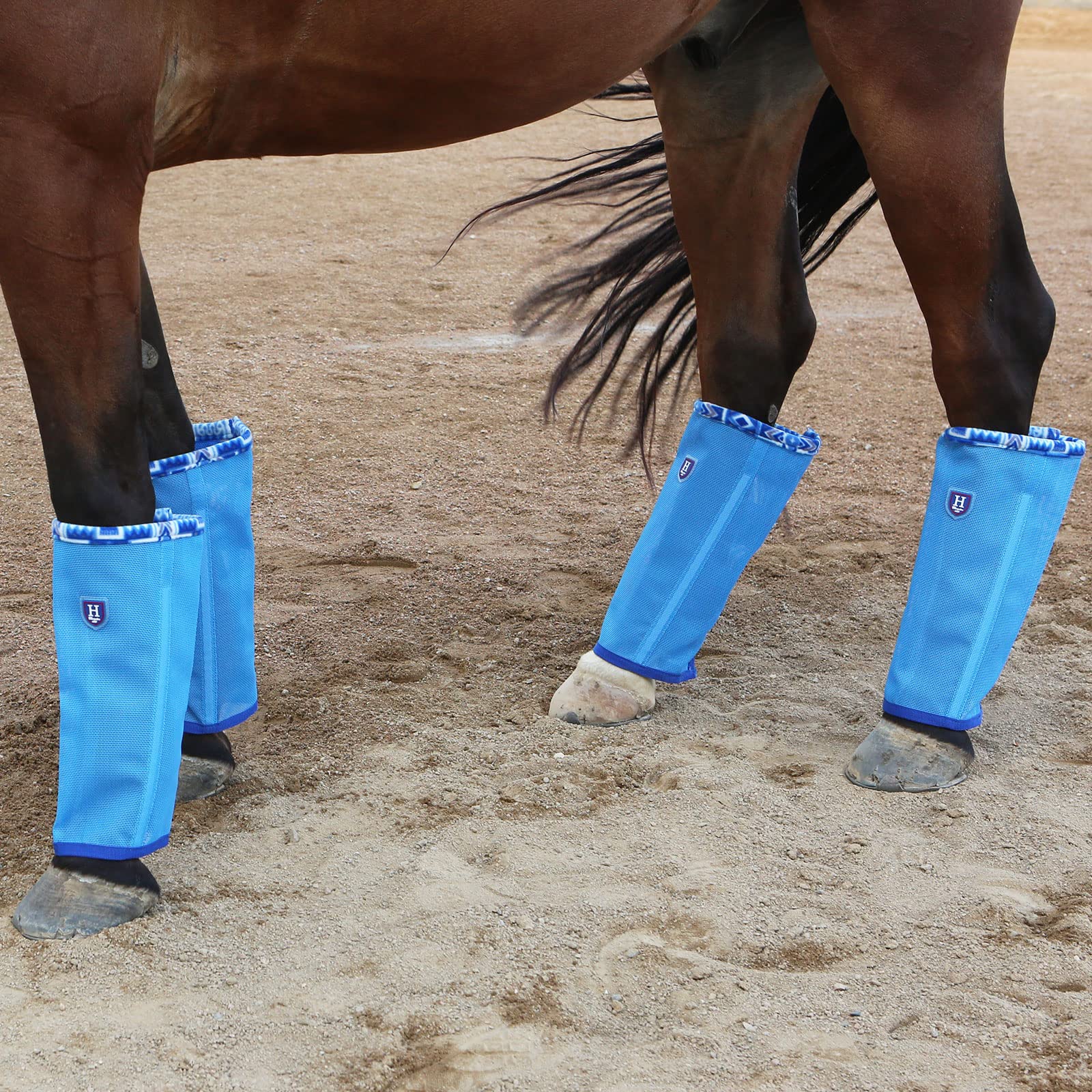 Caremaster Fine Mesh Fly Boots Loose Fitting & Non-Slip Horse Fly Leggings Fleece Air Flow (Set Of 4) Cool Blue Yearling