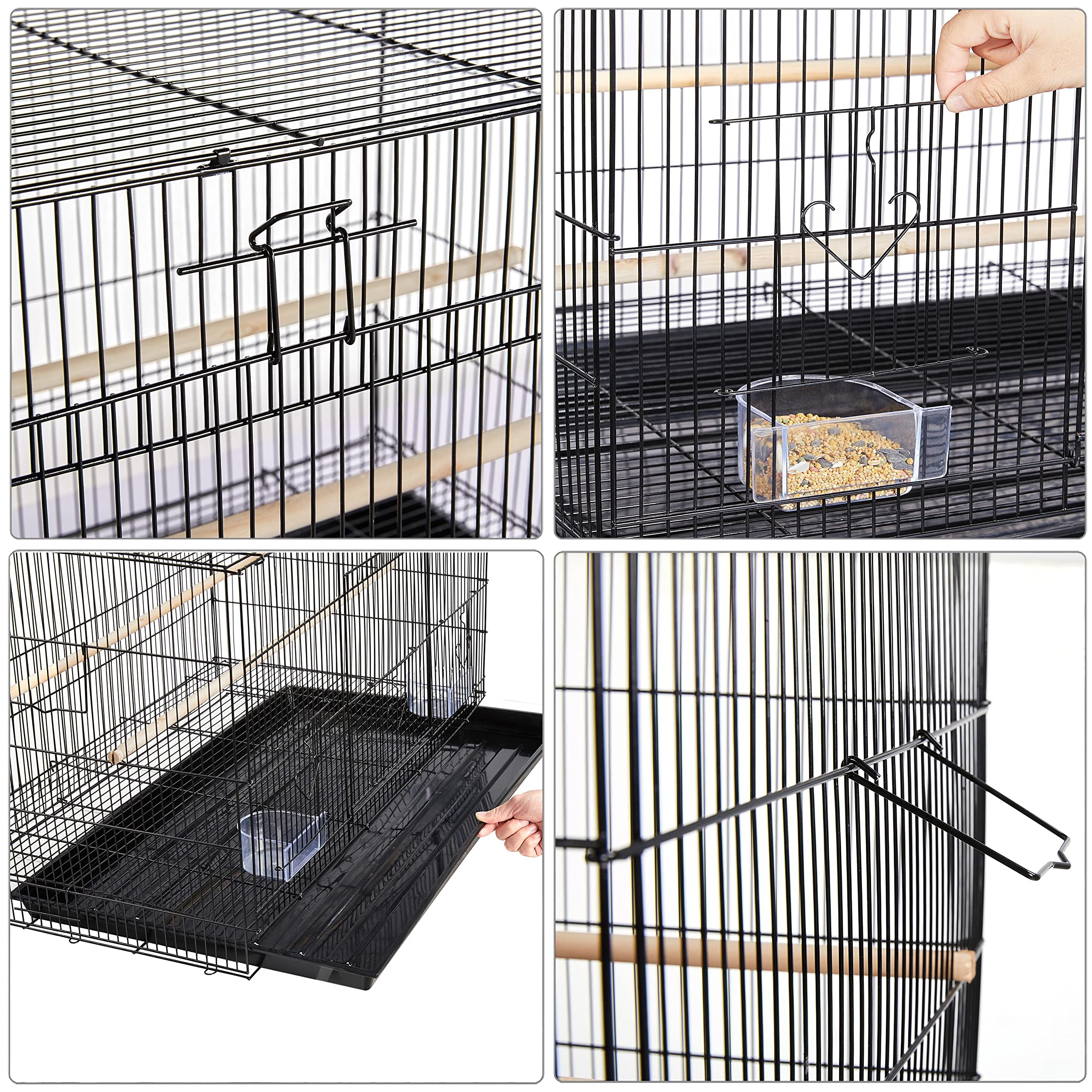 Yaheetech Pack of 2 Stackable Rectangle Breeding Flight Parakeet Bird Cage for Finches Budgies Cockatiels Conures Lovebirds Cana