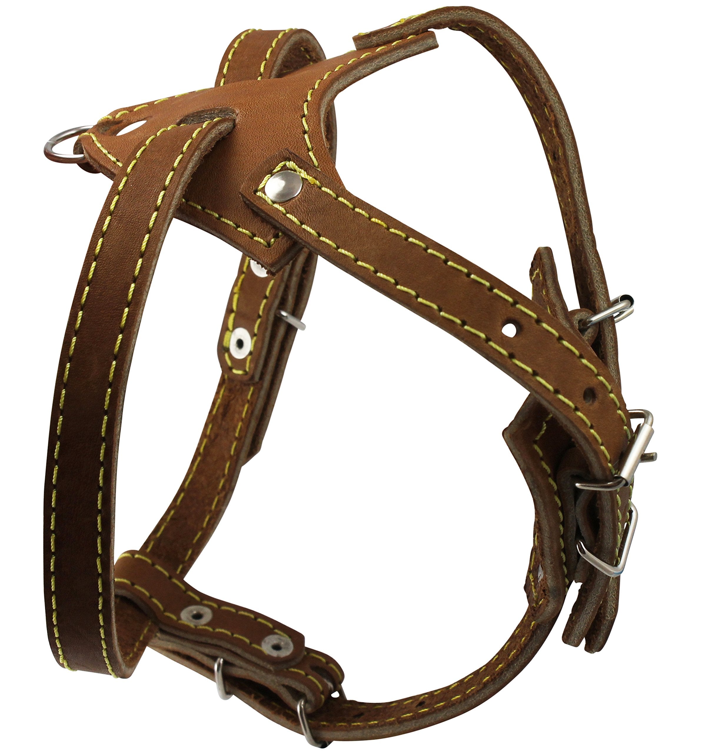 Brown Genuine Leather Dog Harness, 16.5'-20' Chest Size, 1/2' Wide