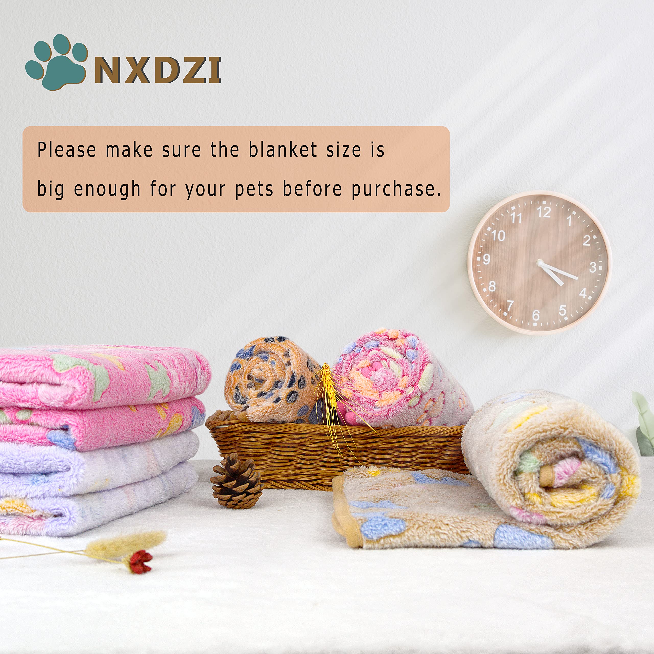 Dog Blankets for Large Dogs, 3 Pack Dog Blanket Washable 41  x 31 , Fuzzy Soft Pet Mat Throw Cover for Kennel Crate Bed, Cute Bo