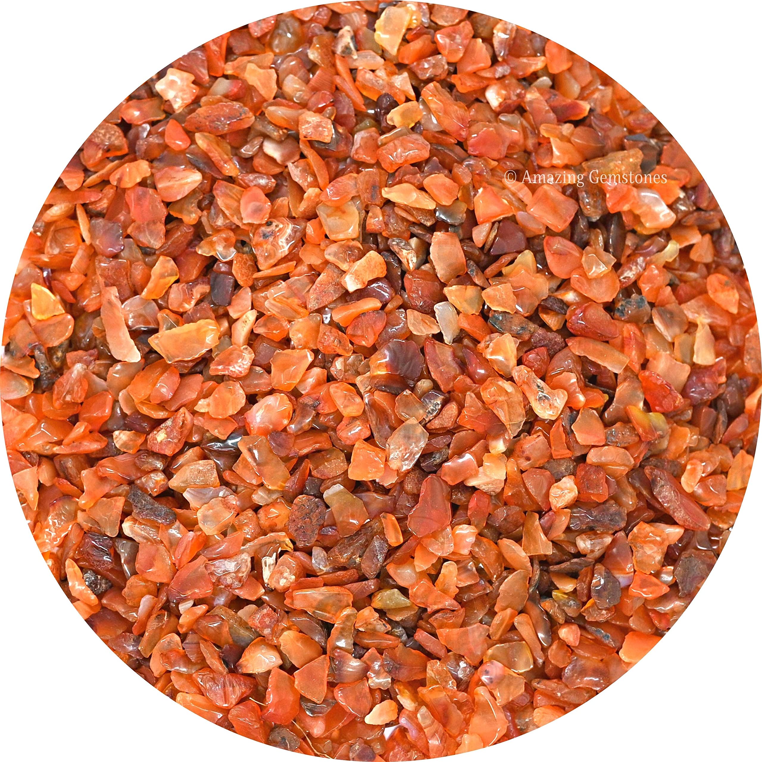 Carnelian Crystal Chips Aquarium Gravel Rocks - Carnelian Chips Bulk Fish Tank Gravel, Small Tumbled Stones and Tiny Crystals fo