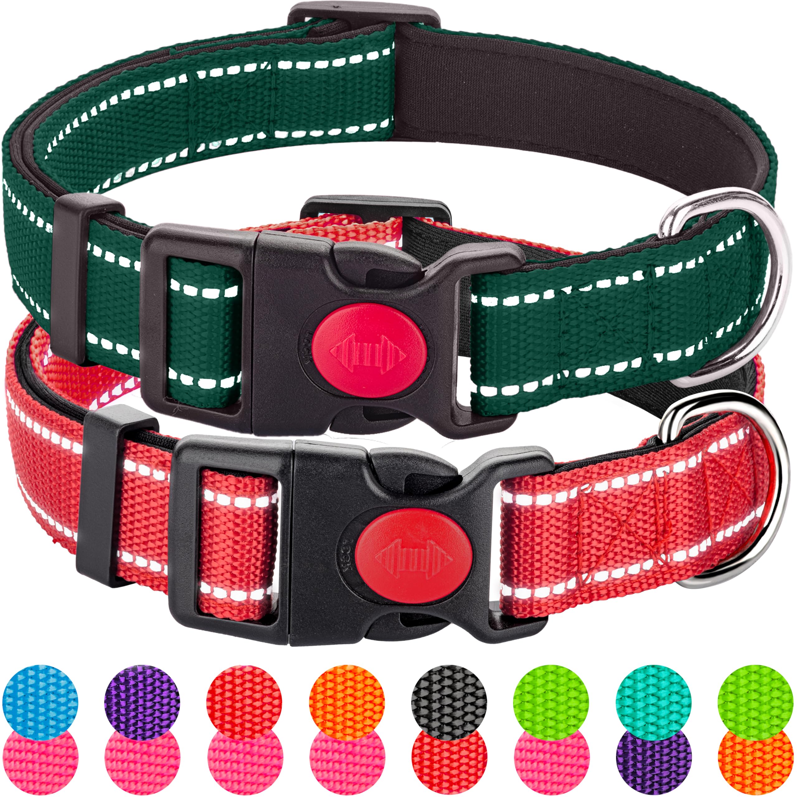 2 Pack Reflective Dog Collars For Medium Dogs Girl Boys,Female Male,Nylon Dog Collars For Puppy Small Large Dog With Quick Relea
