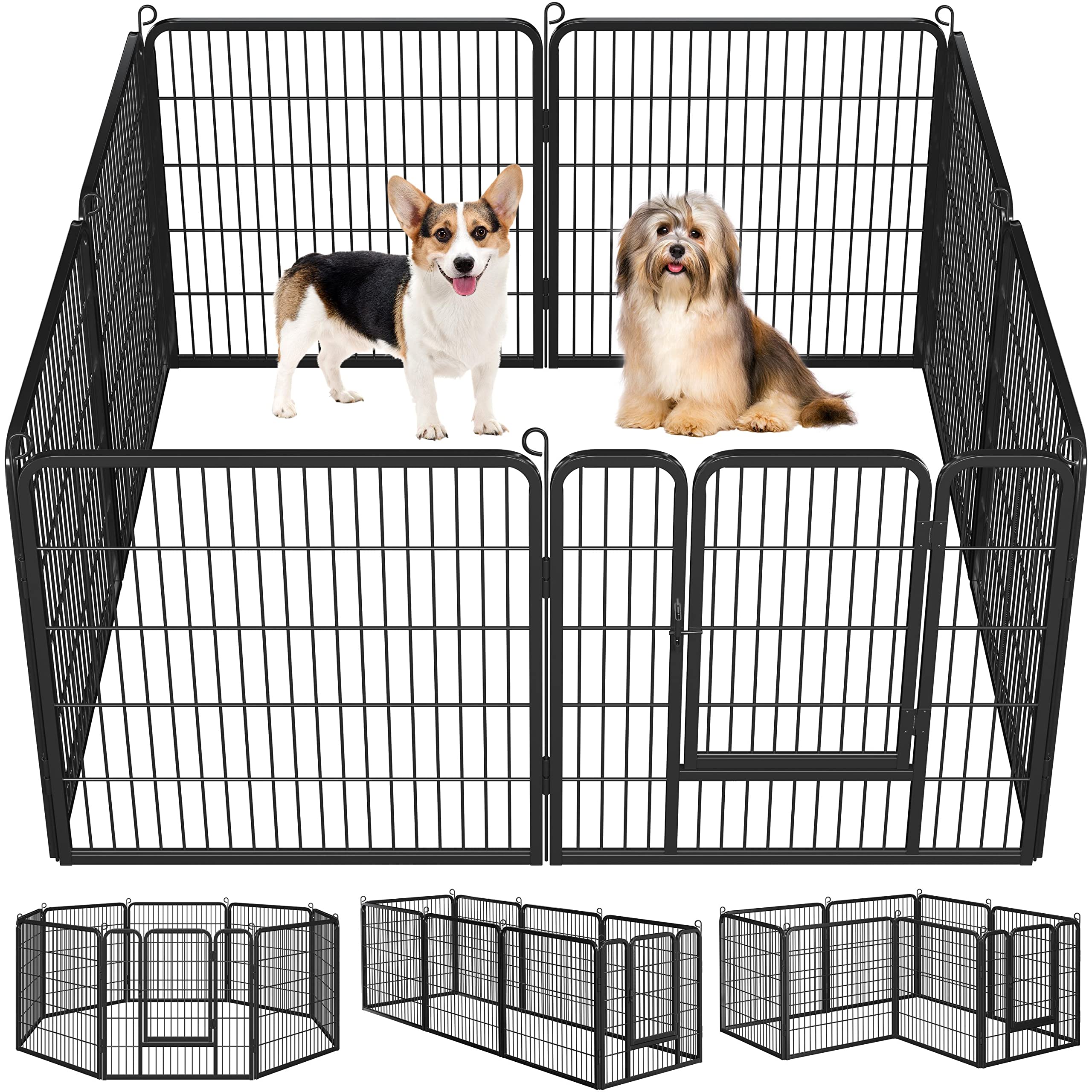 Costoffs Heavy Duty Extra Large 8 Panel Pet Playpen For Small Animals Puppy Dog Pen Duck Cat Rabbit Fence For Indoor/Outdoor Black
