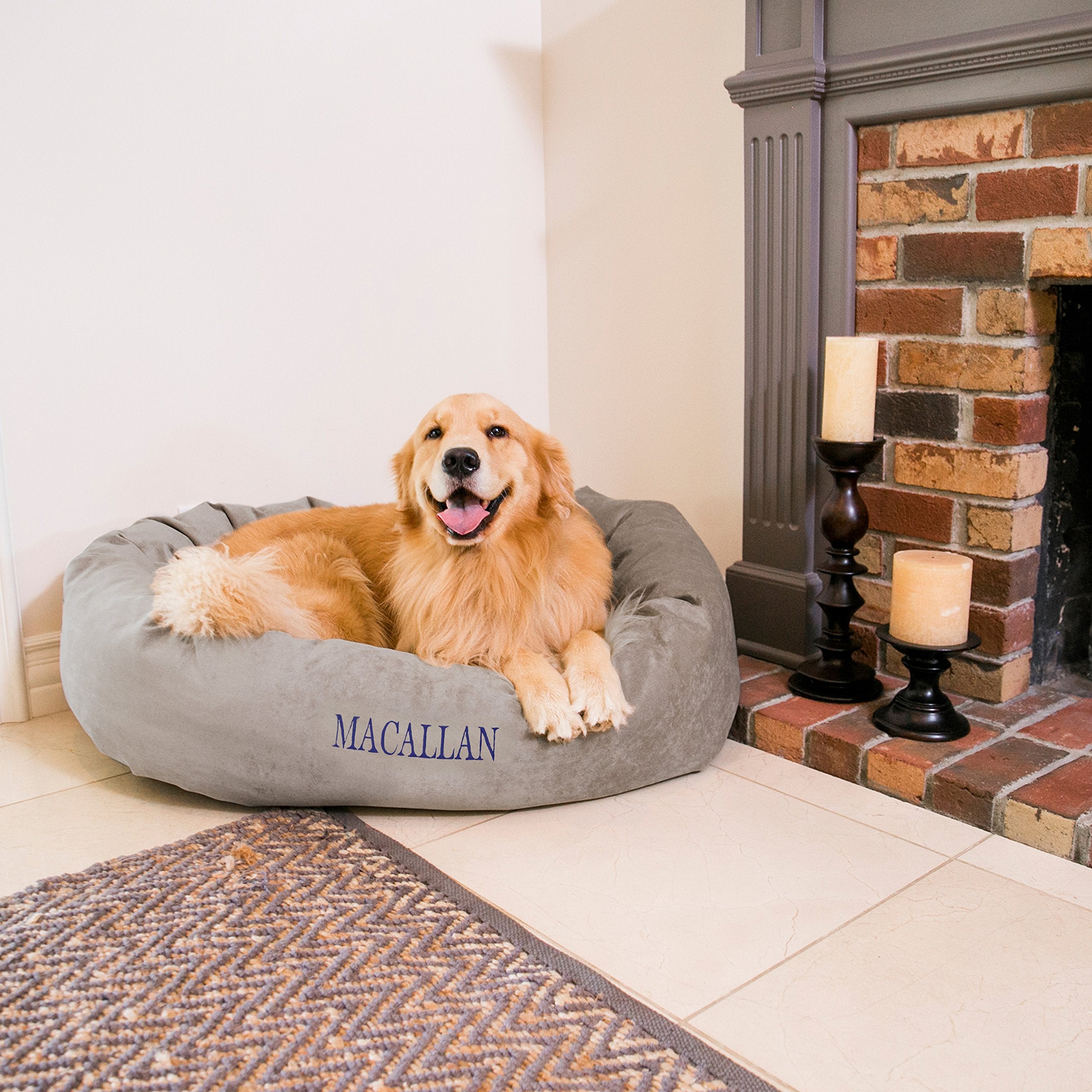 Majestic Pet Villa Shredded Memory Foam Mix Calming Bed - Round, Soft, 24' Soft Dog Bed Supports Spine With Headrest, Fluffy - 