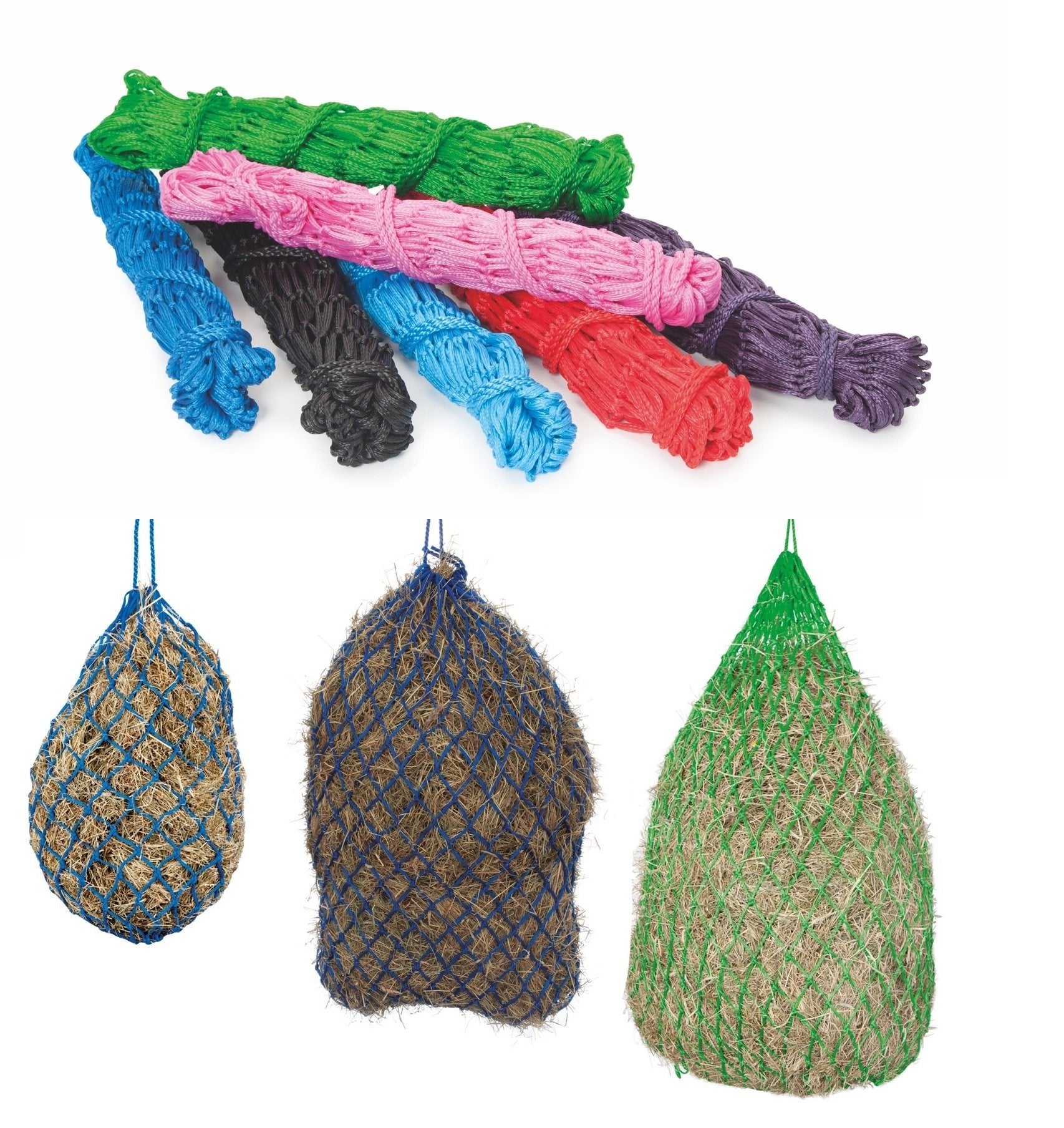 Shires Heavy Duty Hay Net 40' With 2' Mesh Holes Purple Horse Haylage Feeder 4 Pack