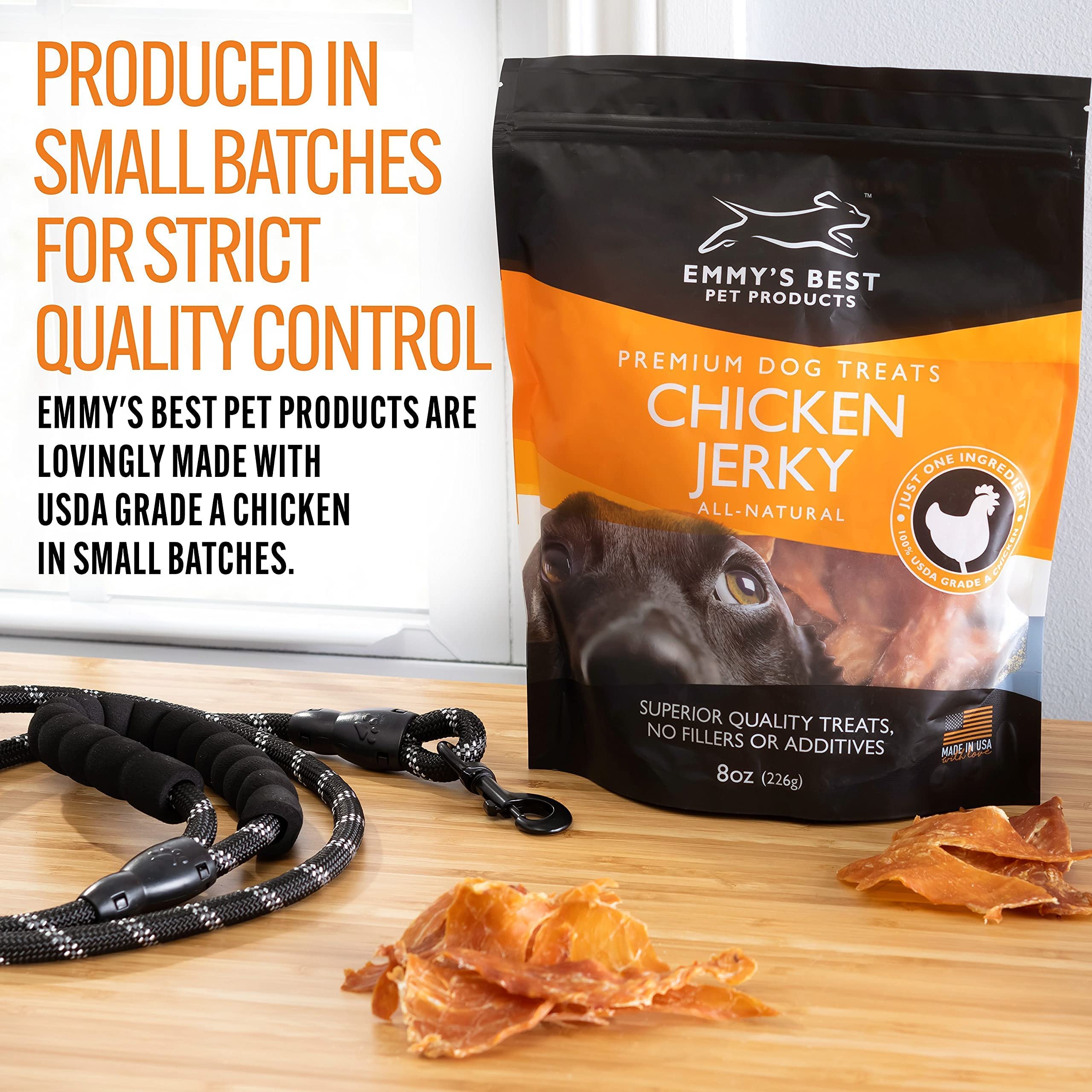 EBPP Chicken Jerky Dog Treats Made in USA - 100% Natural Jerky Treats Made with Real Chicken - Grilled Chicken Strips for Medium