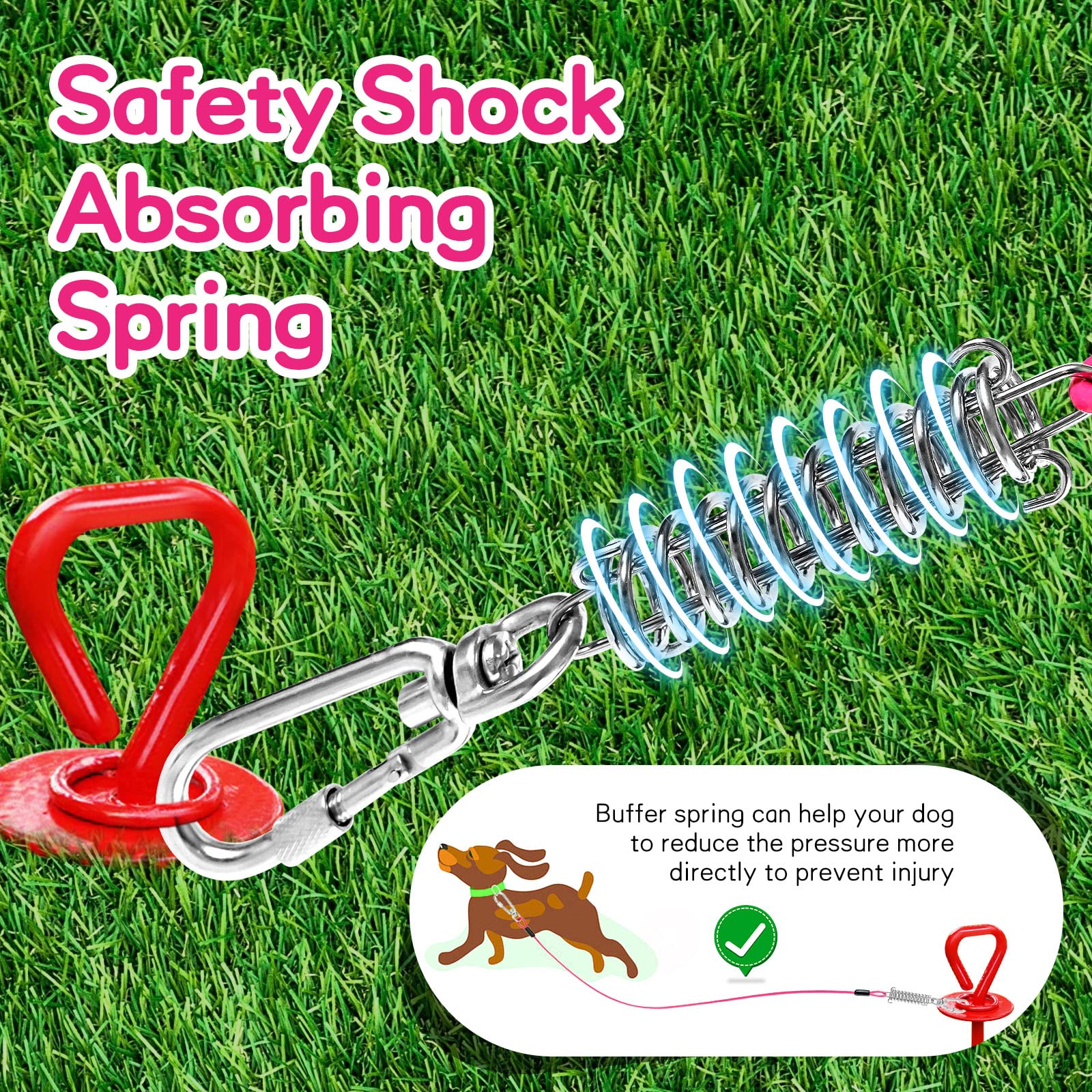 Tie Out Cable For Dogs, 10Ft Dog Leads For Yard Chew Proof, Heavy Duty Dog Tie Out Cable For Large Dogs Up To 250Lbs, Durable Dog Runner For Yard Or Camping