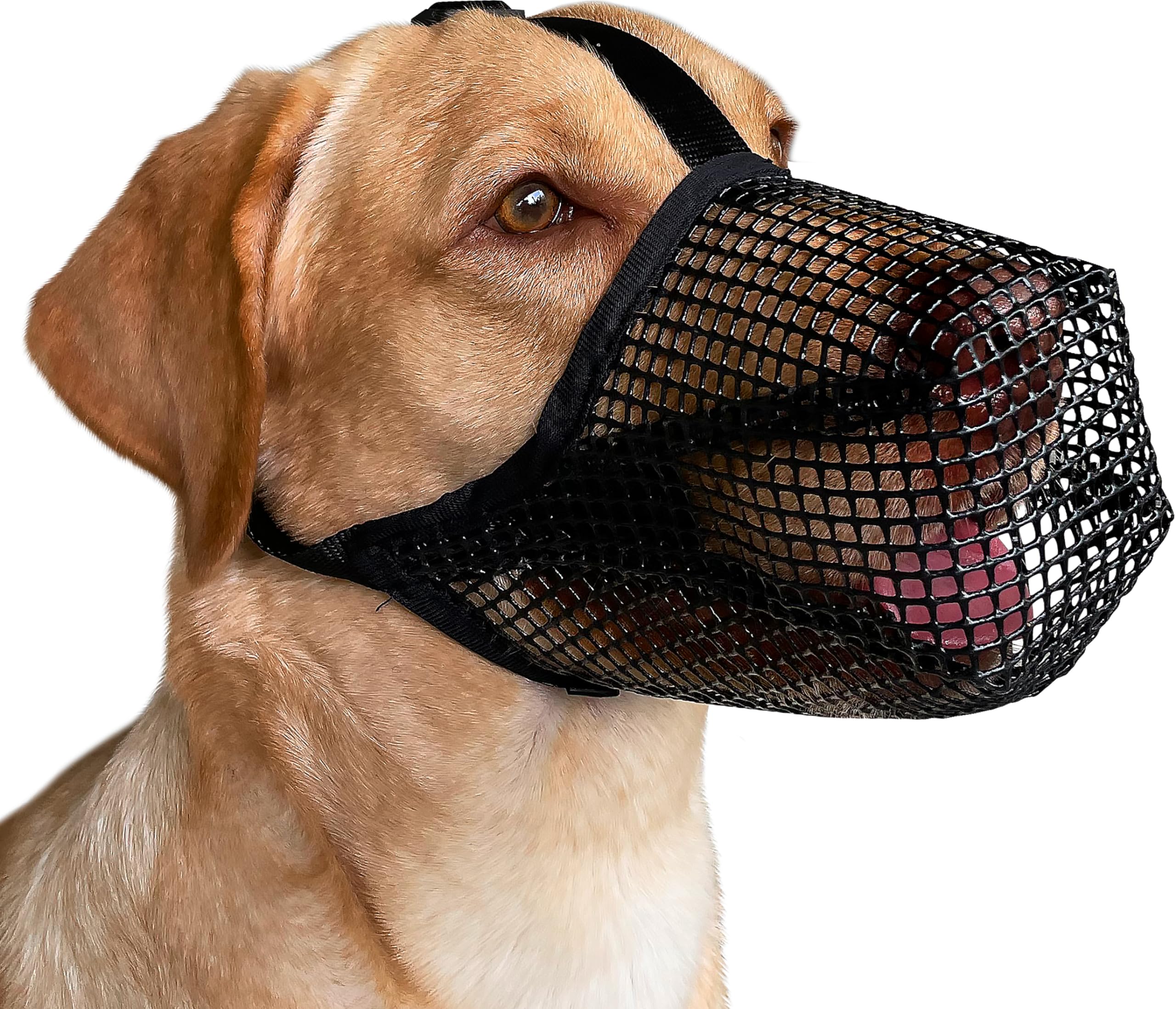Mayerzon Dog Muzzle, Patented Mesh Muzzles For Small Medium Large Dogs, Soft Covered Mouth Guard With Adjustable Straps, Prevent
