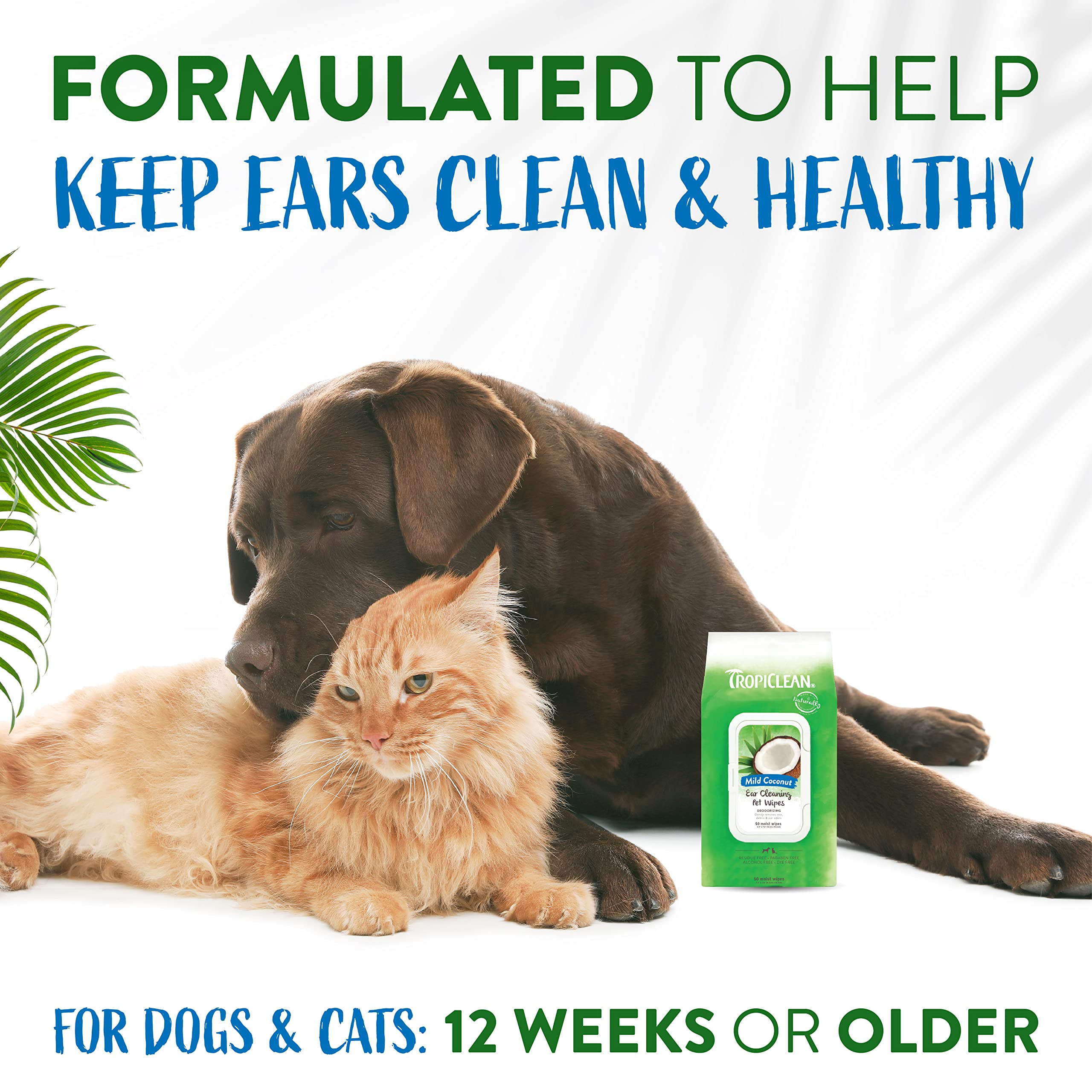 TropiClean Dog Ear Wipes, Dog Ear Cleaner, Soothing Itch Relief, Gently Removes Wax and Debris, Odor Eliminating, Safe for Daily